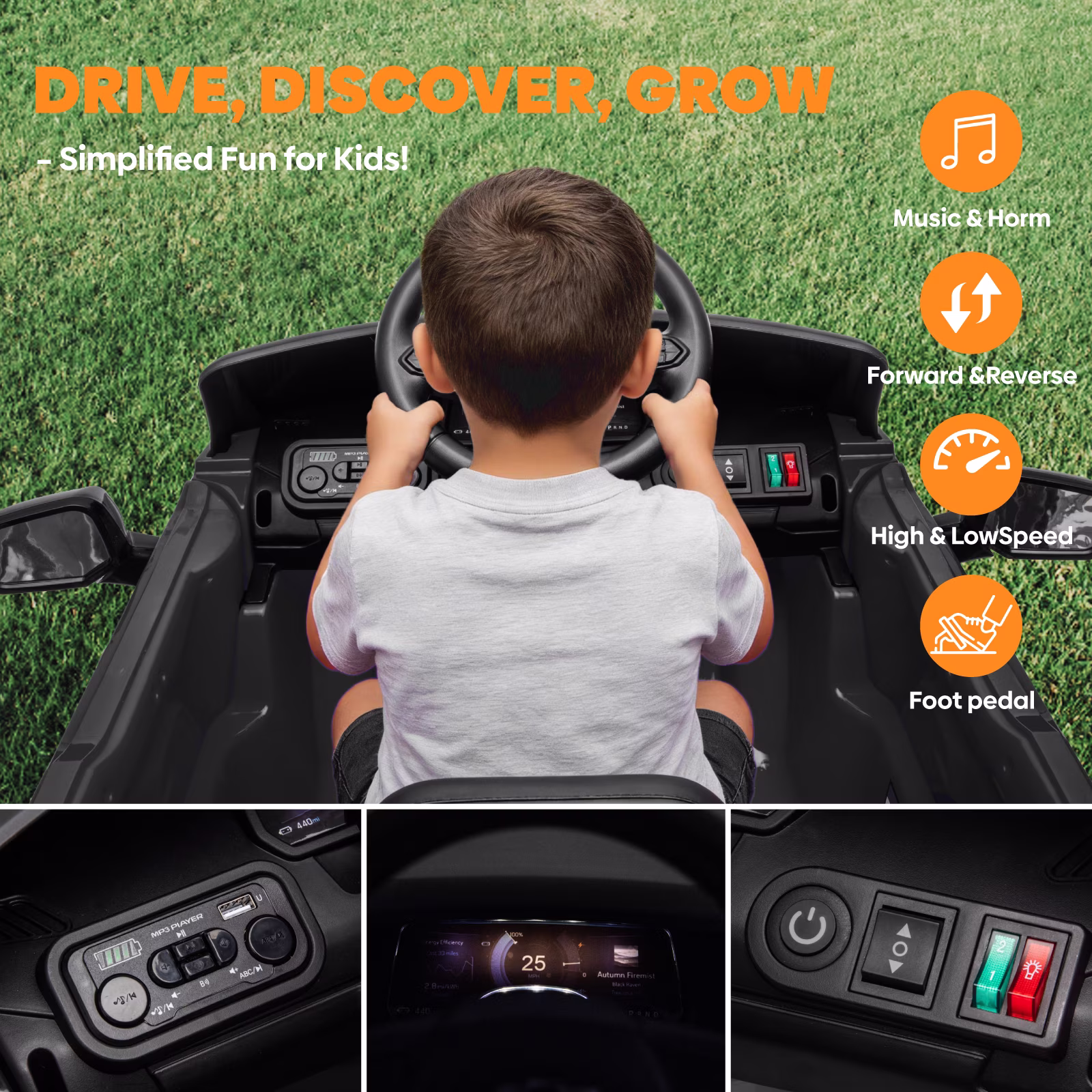 EVOKEDEN 24V Licensed Chevrolet Silverado Electric Car for Kids, Ride on Toys for Toddlers, Black - Image 5