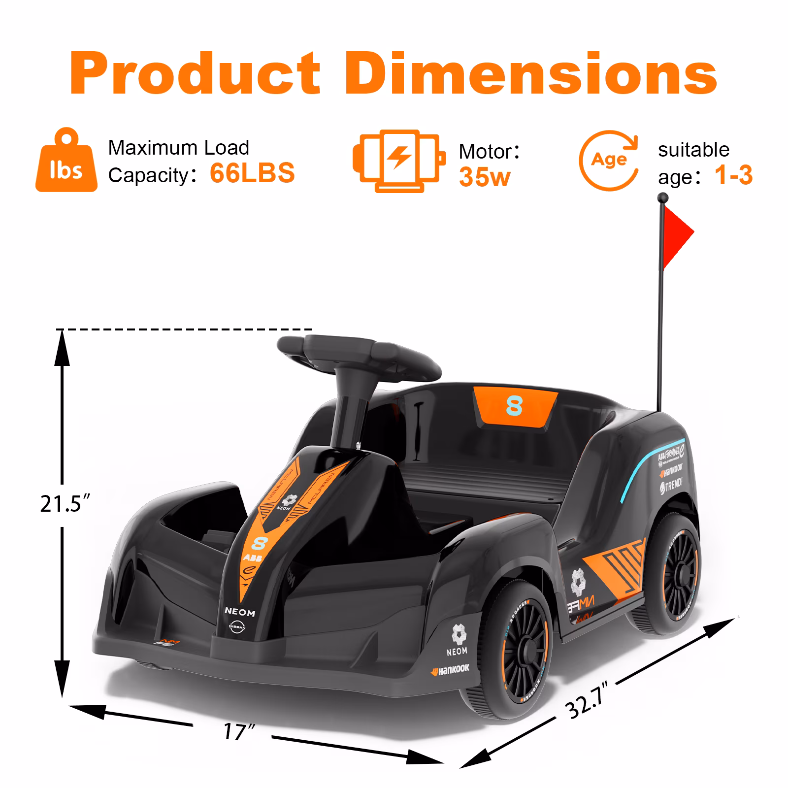F1 Kids Ride on Toys, 12V Ride on Toys for Toddlers, Electric Car with Remote Control, Bluetooth Music Player - Image 5