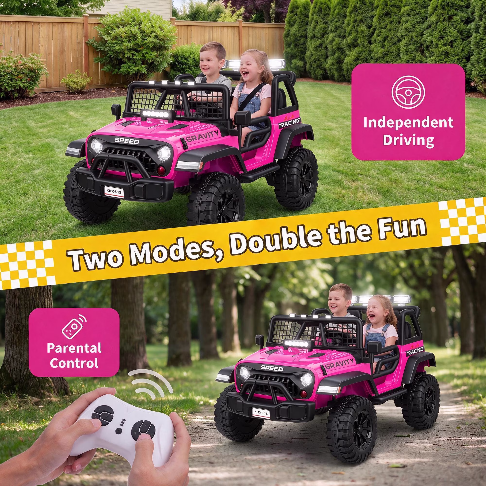 Farmdex 24 Volt 2 Seater Electric Truck Car for Kids, 400W Ride on Cars with Remote Control, Color Led Lights, Bluetooth Music, Spring Suspension,Powered Ride On Toys Gift for Boys & Girls - Image 3