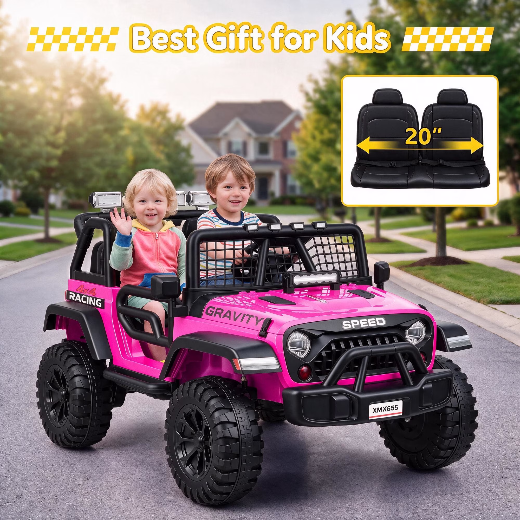 Farmdex 24 Volt 2 Seater Electric Truck Car for Kids, 400W Ride on Cars with Remote Control, Color Led Lights, Bluetooth Music, Spring Suspension,Powered Ride On Toys Gift for Boys & Girls - Image 5