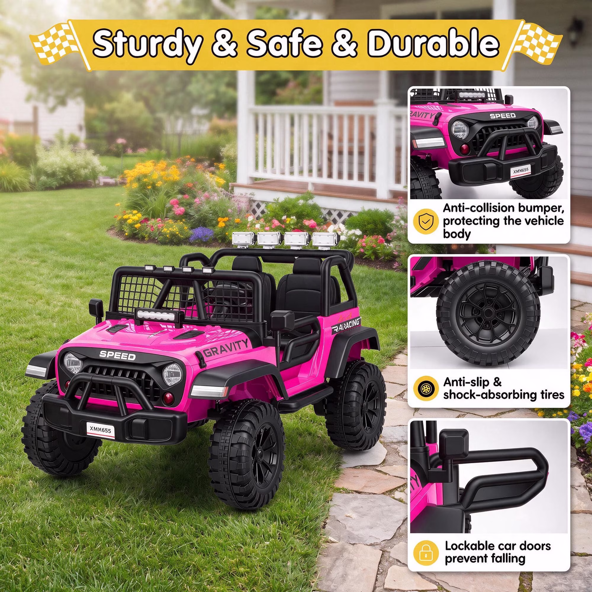 Farmdex 24 Volt 2 Seater Electric Truck Car for Kids, 400W Ride on Cars with Remote Control, Color Led Lights, Bluetooth Music, Spring Suspension,Powered Ride On Toys Gift for Boys & Girls - Image 2