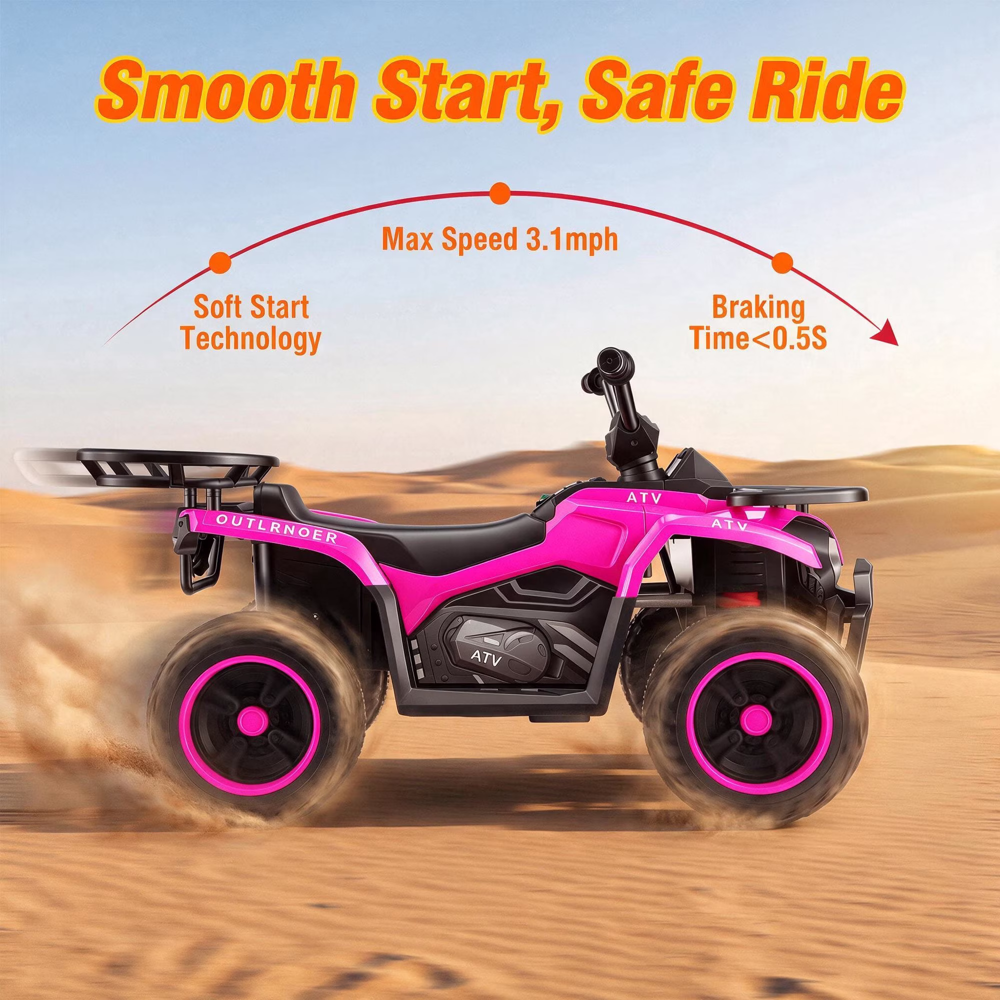 Farmdex 24V Ride on Cars, Four Wheeler Electric Ride on ATV w/ Big Storage Basket, RGB Light Bar, Powered Ride on Toys for Kids 3-6, Max Speed 3.1MPH, Best Gift, Red - Image 3