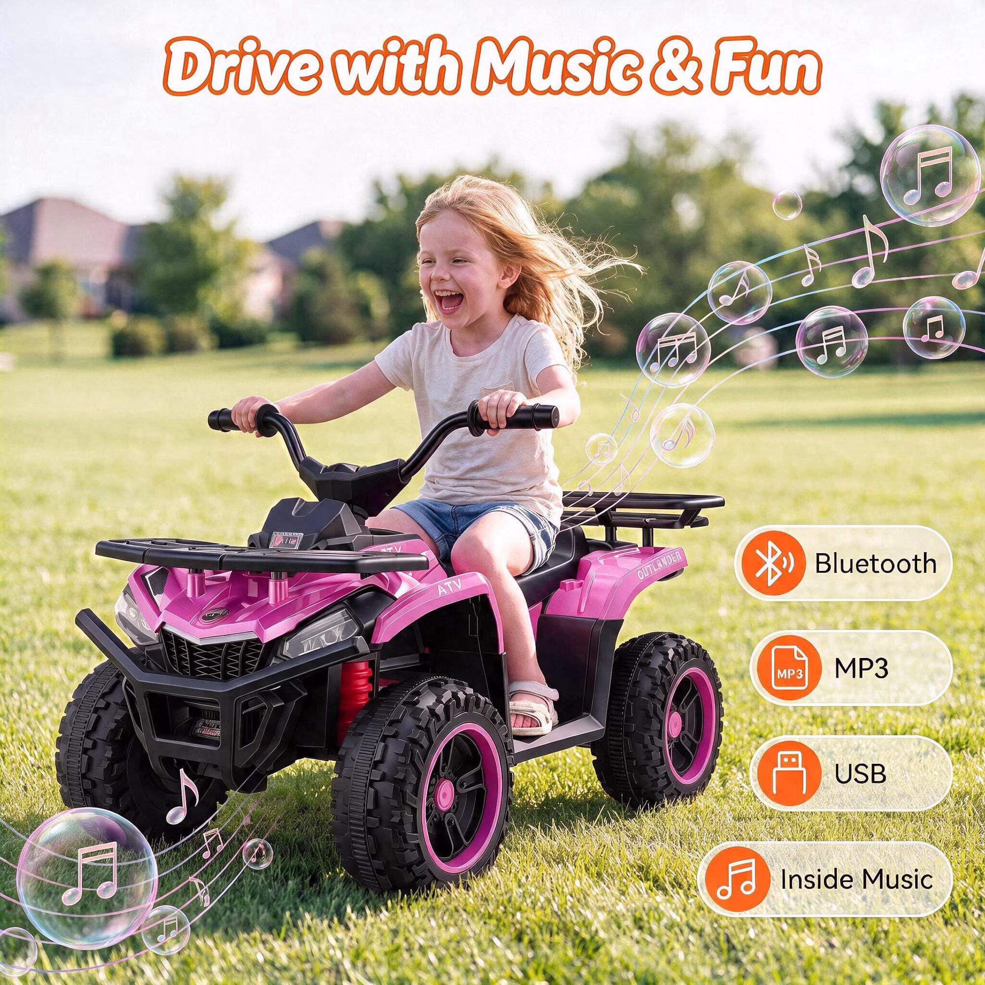 Farmdex 24V Ride on Cars, Four Wheeler Electric Ride on ATV w/ Big Storage Basket, RGB Light Bar, Powered Ride on Toys for Kids 3-6, Max Speed 3.1MPH, Best Gift, Red - Image 4