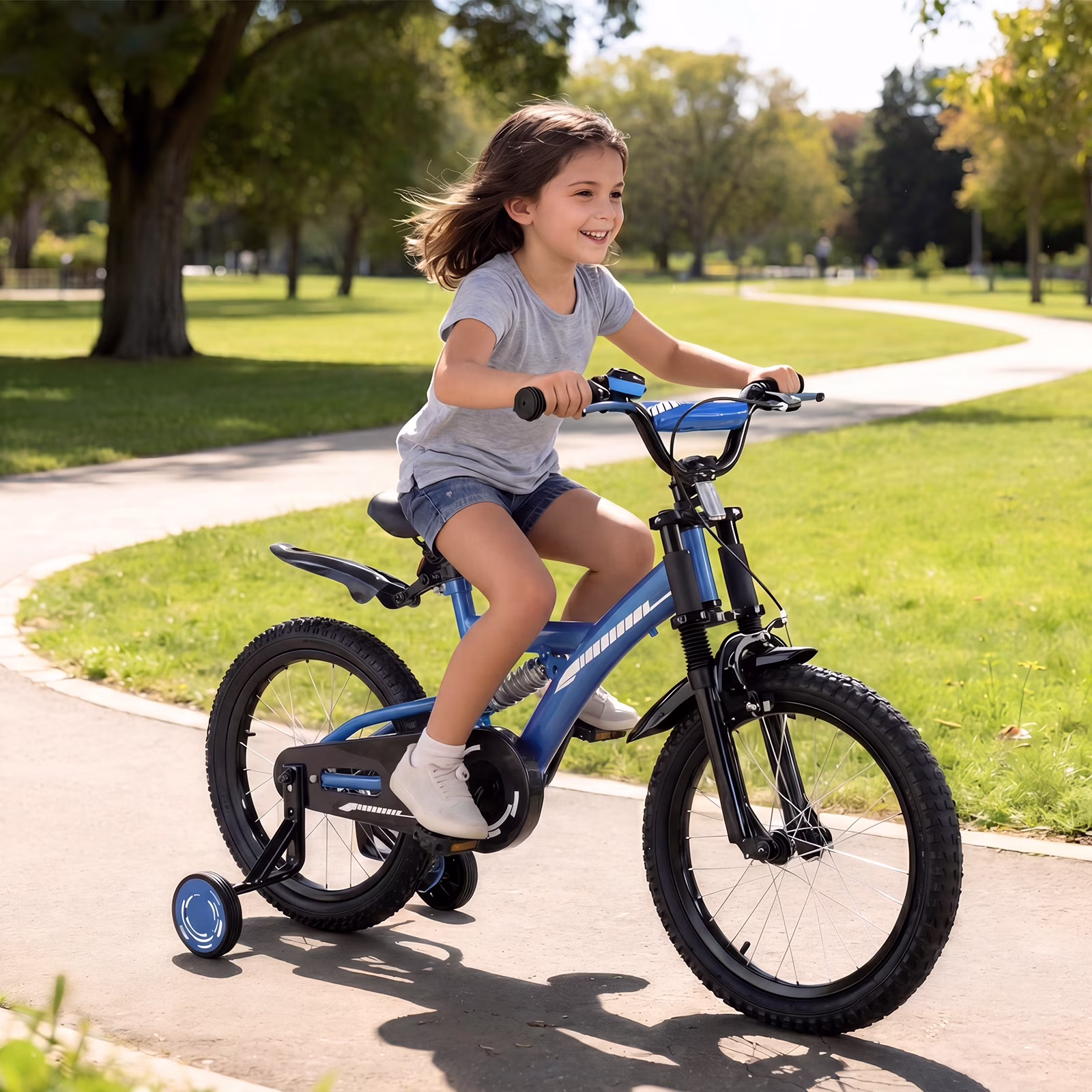 Fenbeli 18 Inch Kids Bike with Training Wheels for Boys Ages 6-9, Blue - Image 5