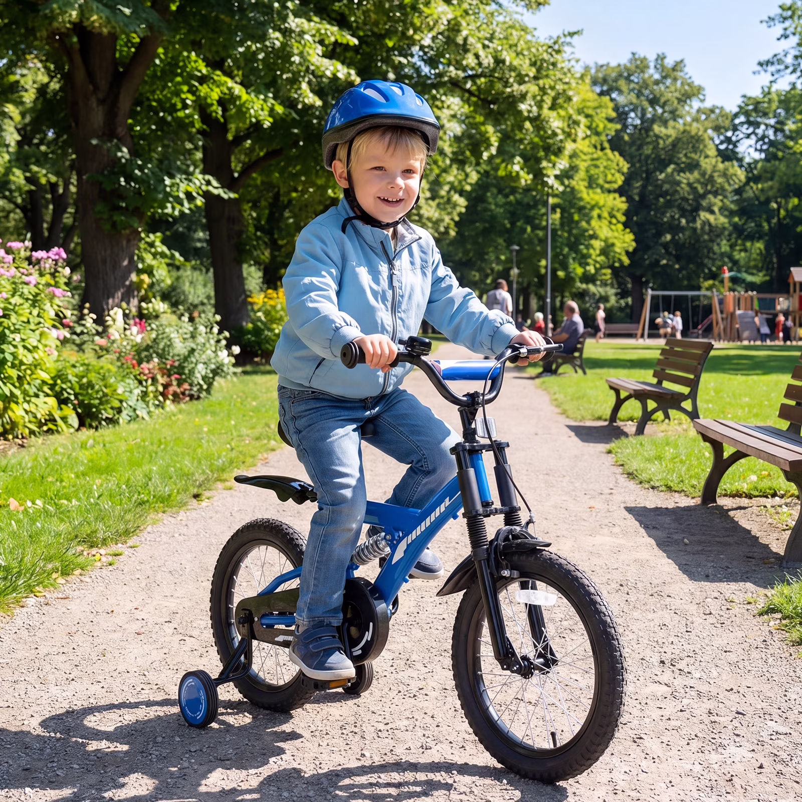Fenbeli 18 Inch Kids Bike with Training Wheels for Boys Ages 6-9, Blue - Image 4