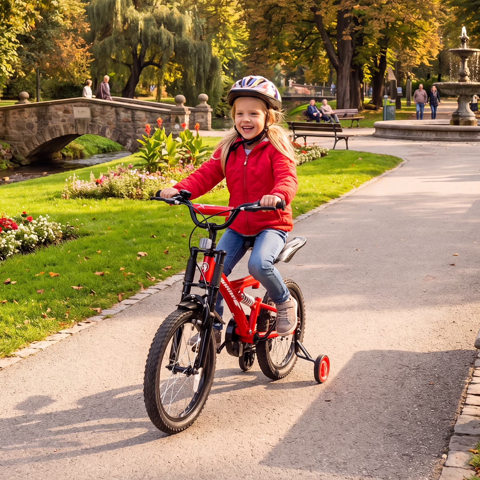 Fenbeli 18 Inch Kids Bike with Training Wheels for Girls Boys Ages 6-9, Red - Image 4
