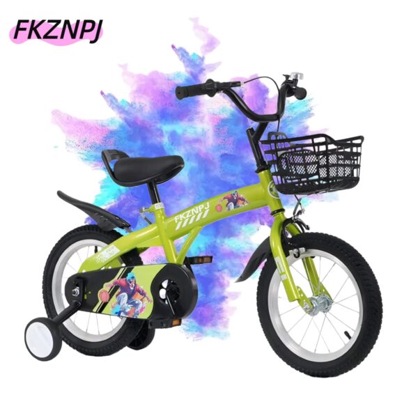 FKZNPJ 16 inch sporty kids bike with training wheels and stand Adjustable saddle Suitable for boys and girls aged 4-8 years tall Height 41-53 inches Available in a variety of colors