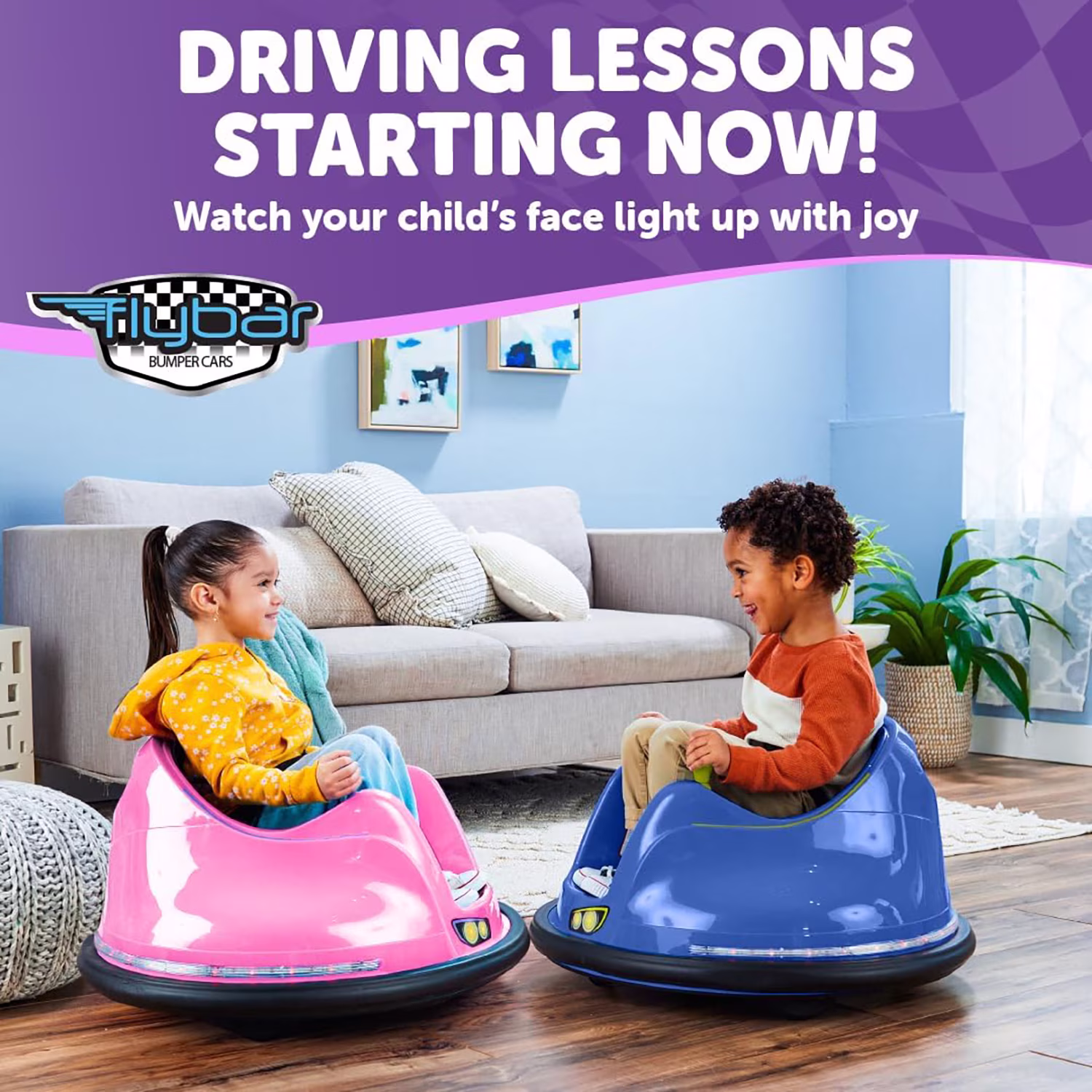 Flybar 6V Bumper Car for Toddlers Pink, Electric Ride on Toy for Kids Ages 1.5-4 with LED Lights & Safety Belt, 360 Degree Spin, Max Weight of 66 lbs - Image 4