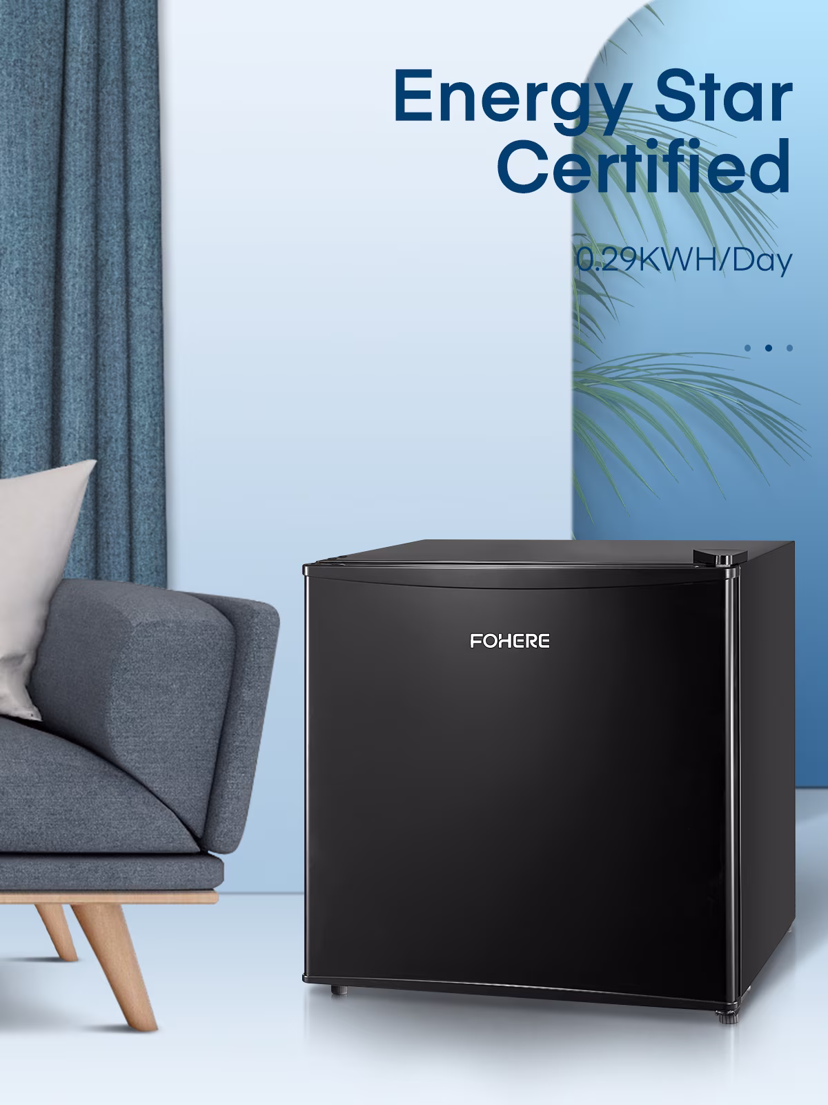 FOHERE 1.6 Cu. Ft Refrigerator with Top Freezer, Single Door, 46L Capacity, Black - Image 4