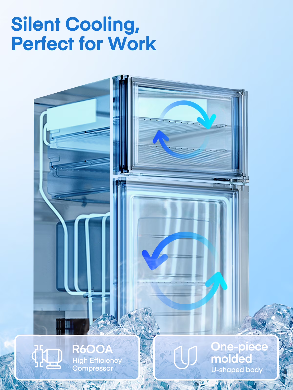 Double Doors Mini Fridge with Top Freezer, Small Fridge with Temperature Control and Ice Tray, 3.1 Cu.ft - Image 4