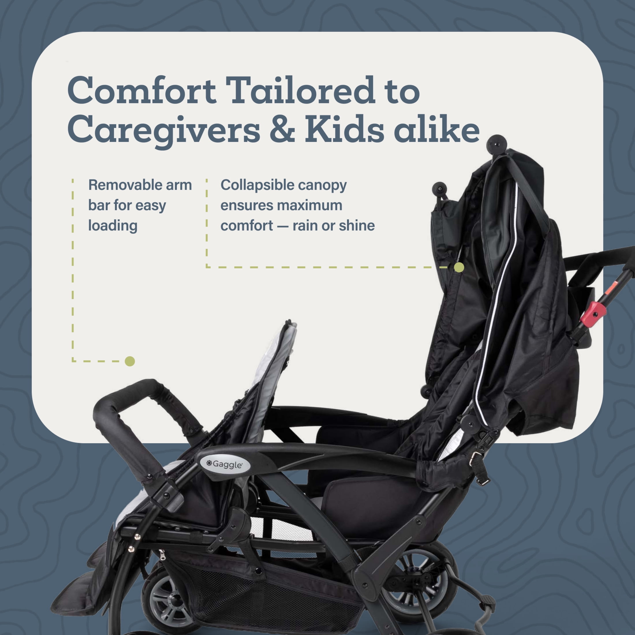 Foundations Gaggle Compass 4-Seat Quad Stroller, Reclining Seats with Canopy, Red - Image 4