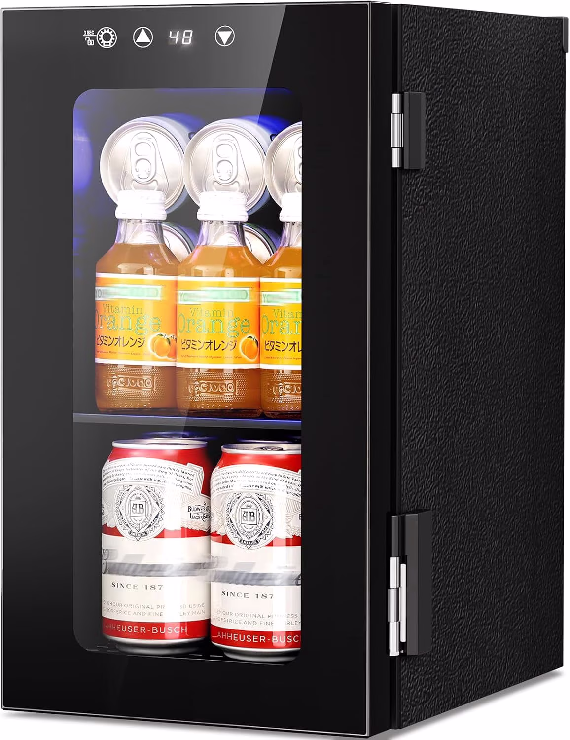 FREE VILLAGE Mini Fridge Freestanding Countertop,Beverage Refrigerator Cooler,0.35 Cuft/12 Cans Wine Cellar Drink Cooler for Soda,Canned Beer,Adjustable Temperature Control for Home Dorm Office,Black