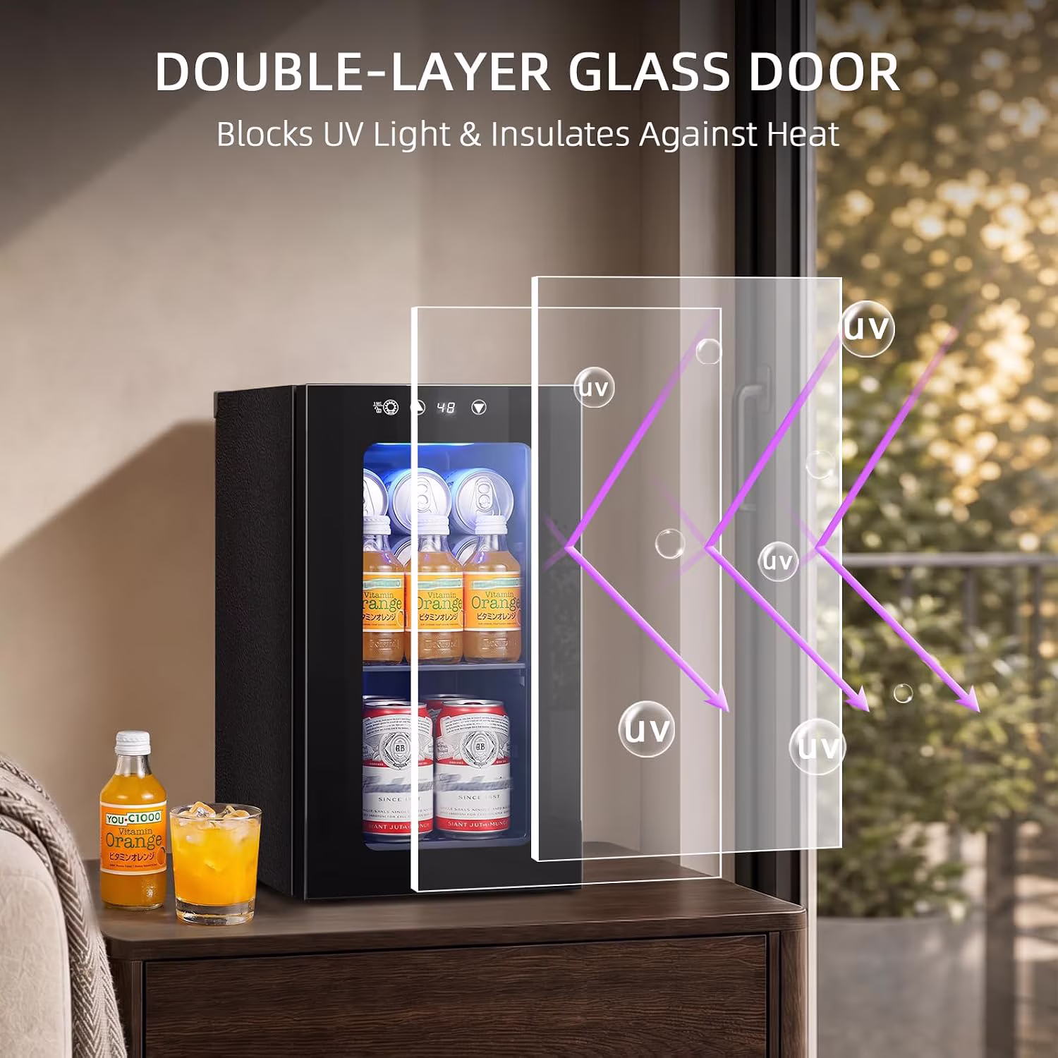FREE VILLAGE Mini Fridge Freestanding Countertop,Beverage Refrigerator Cooler,0.35 Cuft/12 Cans Wine Cellar Drink Cooler for Soda,Canned Beer,Adjustable Temperature Control for Home Dorm Office,Black - Image 5