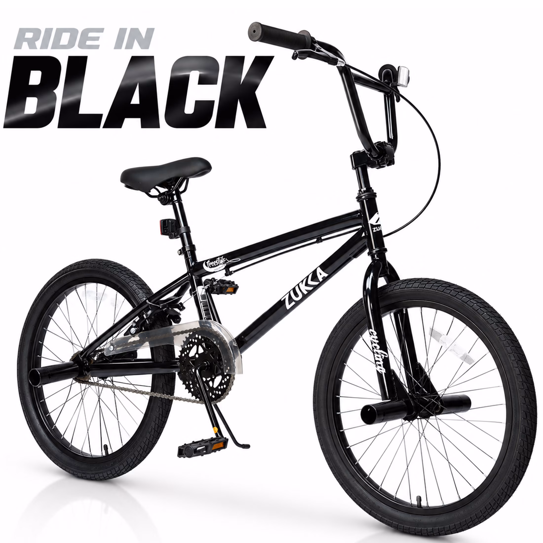 Freestyle Kids Bike 20 Inch Single Speed Children's Bicycle with BMX Pegs, Carbon Steel Frame Mountain Bike for Boys and Girls Ages 7-10 Years, Black