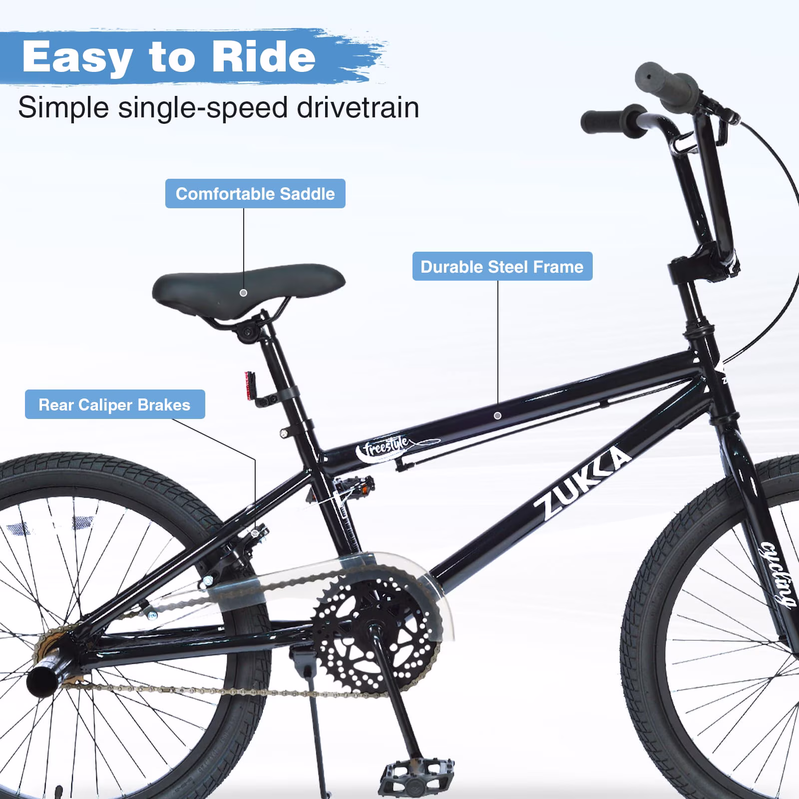 Freestyle Kids Bike 20 Inch Single Speed, Steel Frame Children's Bicycle with Caliper Brake for Boys Girls Ages 7+ - Image 4