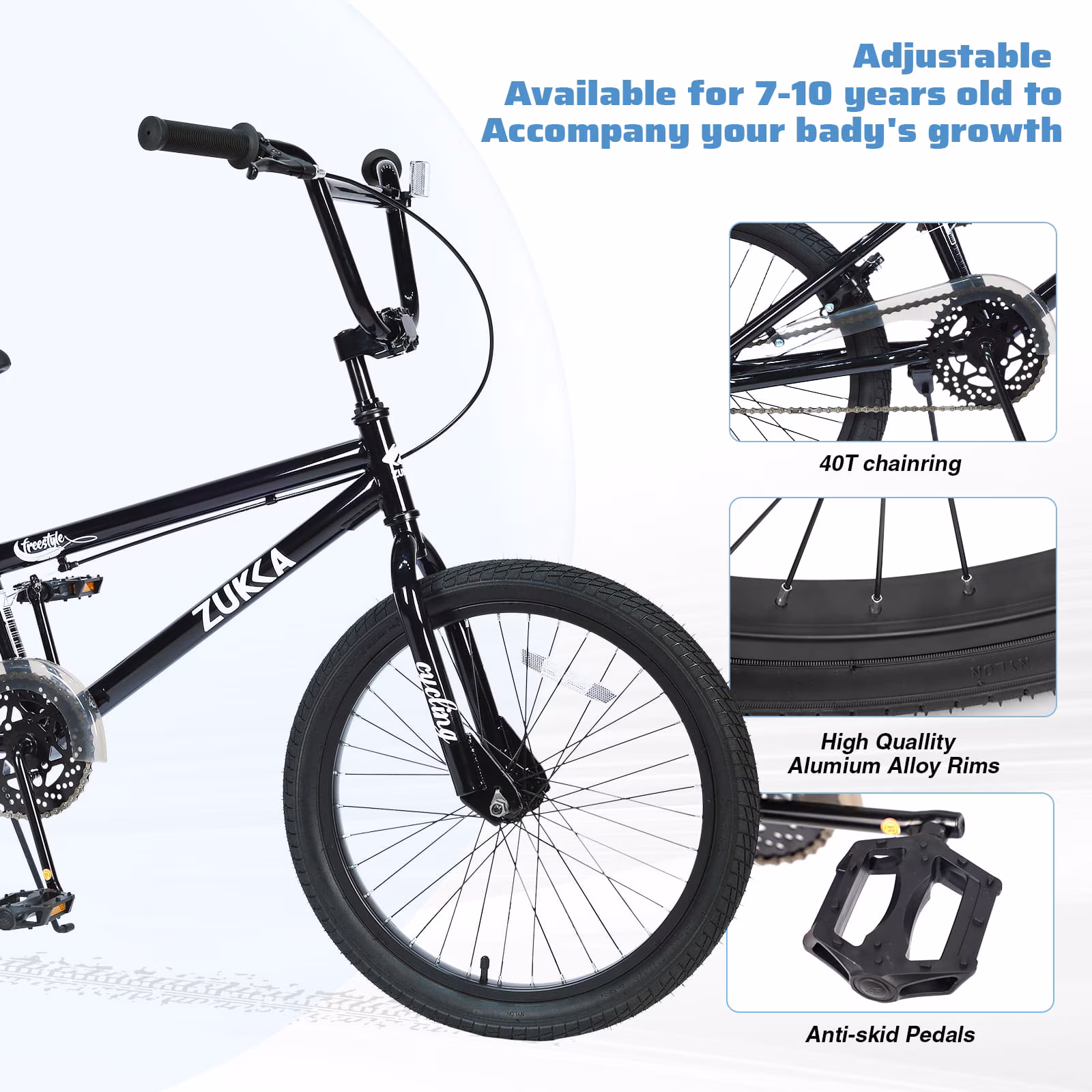 Freestyle Kids Bike 20 Inch Single Speed, Steel Frame Children's Bicycle with Caliper Brake for Boys Girls Ages 7+ - Image 5