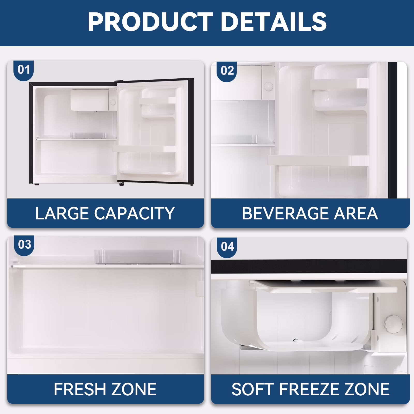 Frestec Compact Design Mini Refrigerator with Freezer, Black, 1.7 Cu.Ft - Image 5