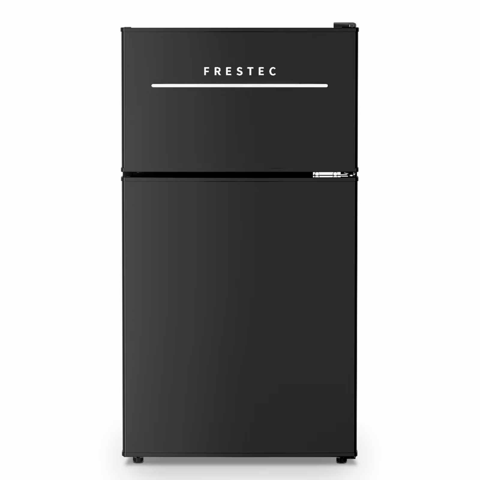 Frestec 3.2 Cu Ft 2 Door Mini Fridge with Freezer – Black, Stainless Steel, New