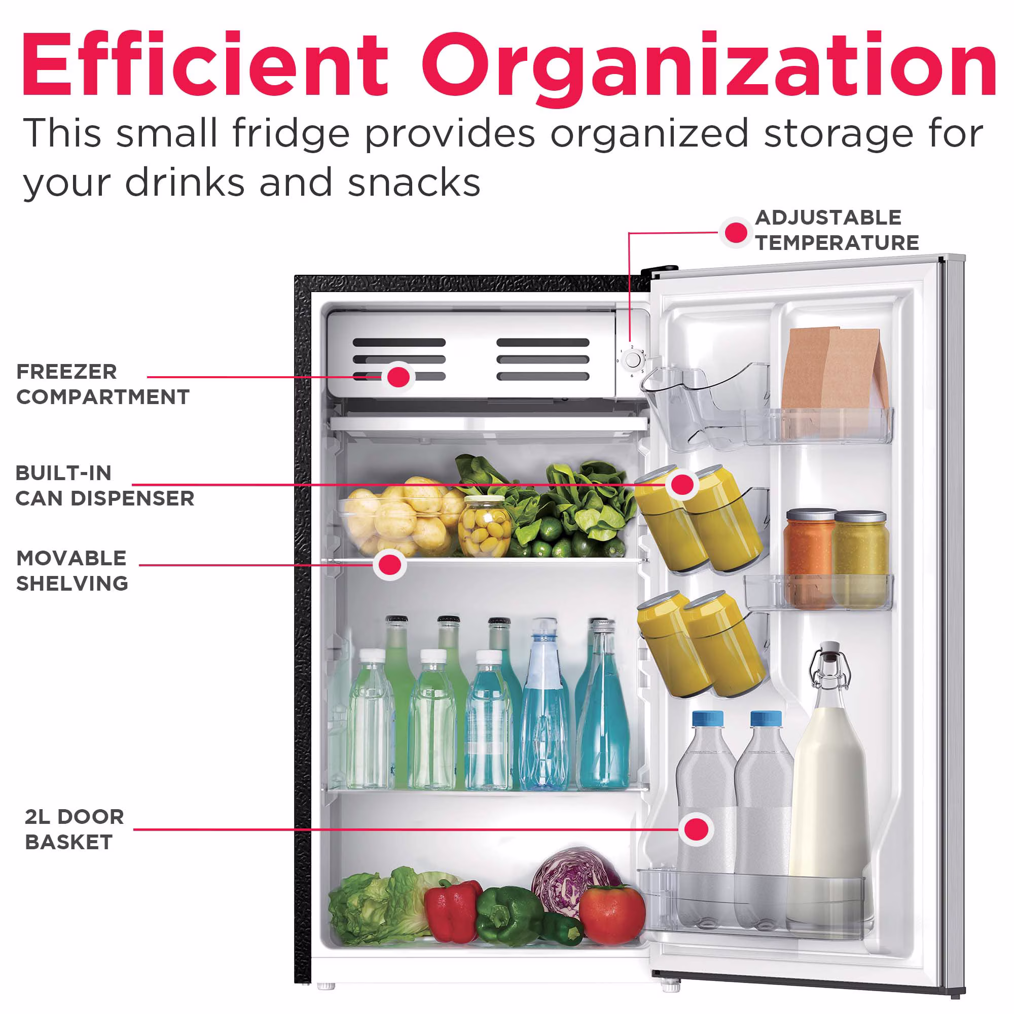 Frigidaire 3.2 Cu. ft. Mini Fridge, Compact Refrigerator with Chiller Compartment, Platinum - Image 2