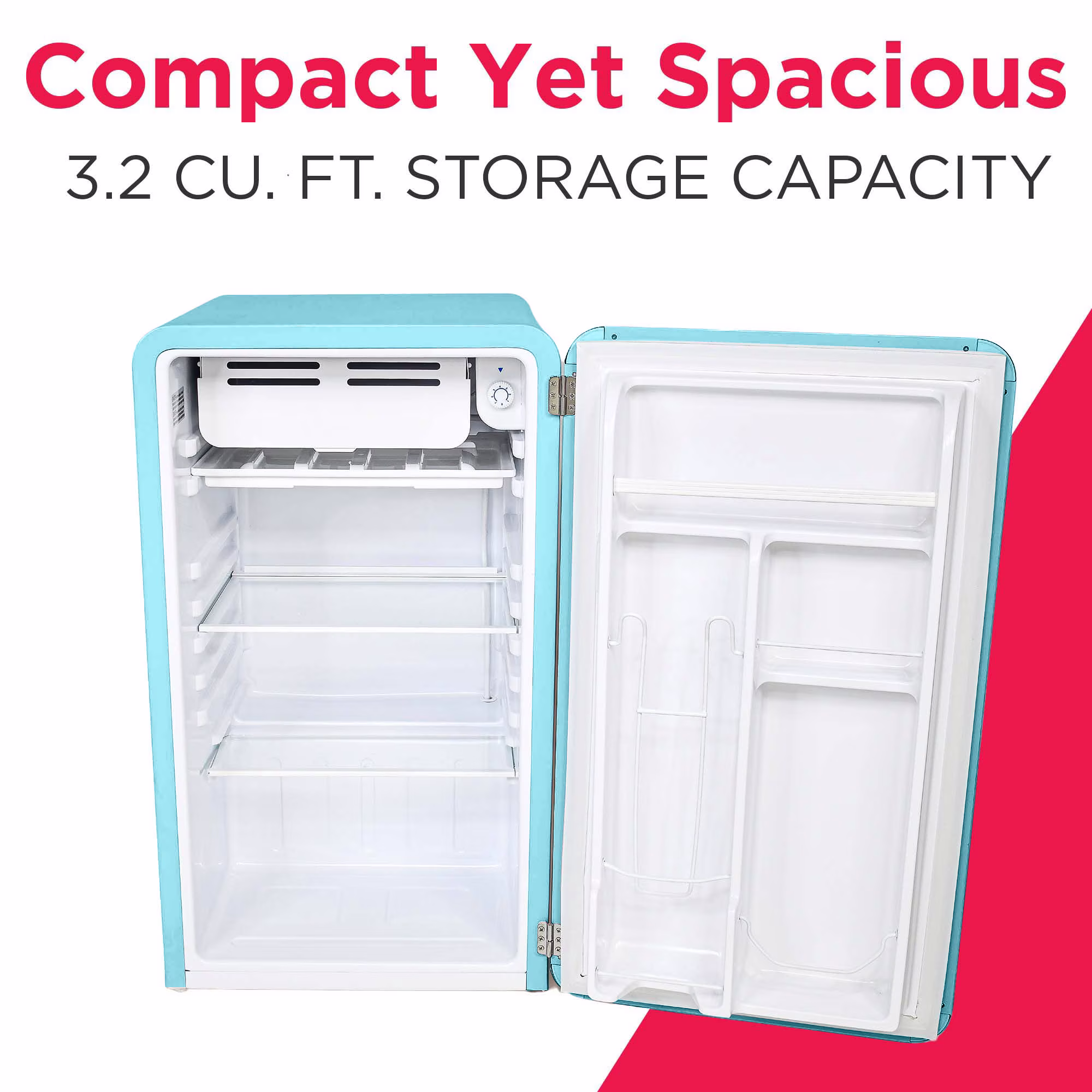 Frigidaire 3.2 Cu. ft. Retro Refrigerator, Mini Fridge with Freezer for Apartment, Dorm, Office, Bedroom, Blue - Image 3