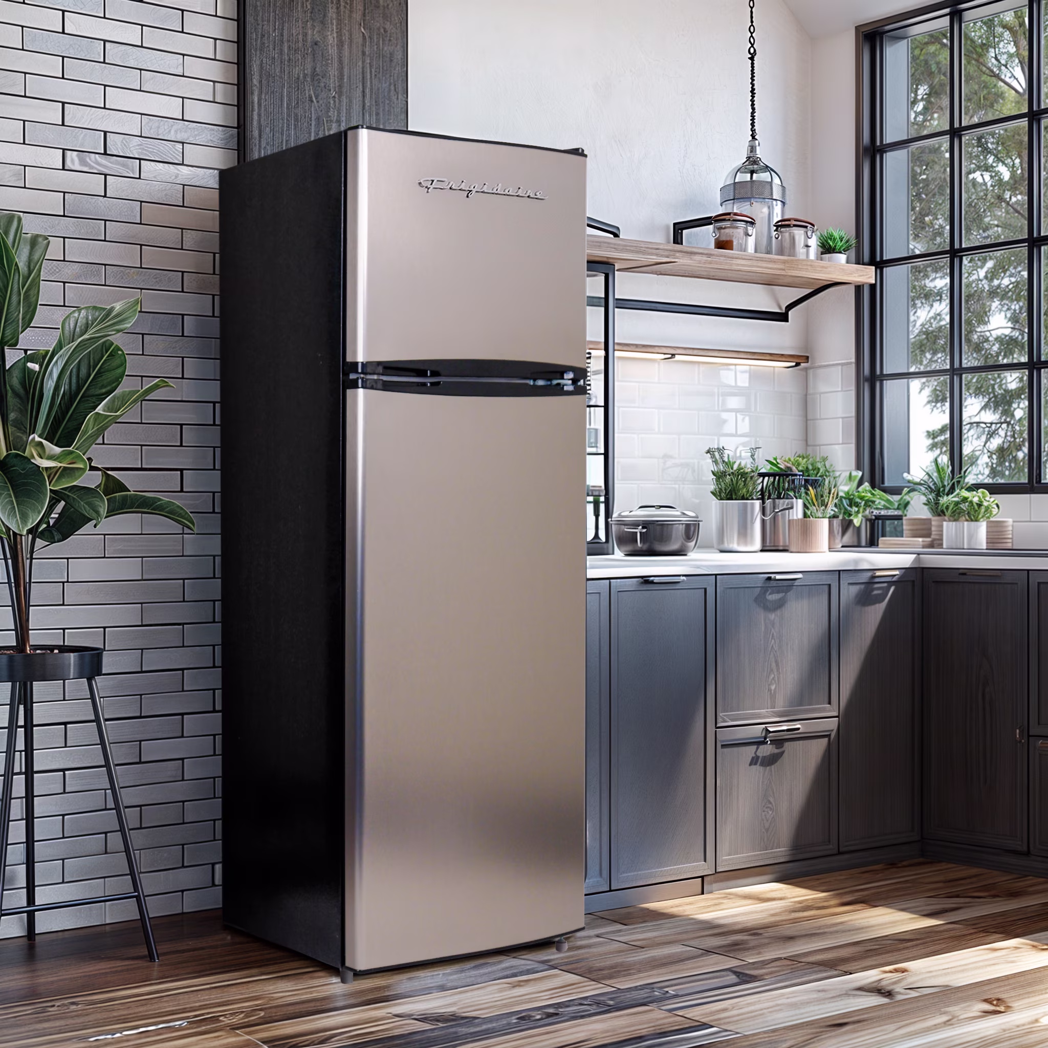 Frigidaire 7.5 Cu. ft. Retro Refrigerator, 21 in. Top-Freezer Fridge in Platinum, EFR749 - Image 3