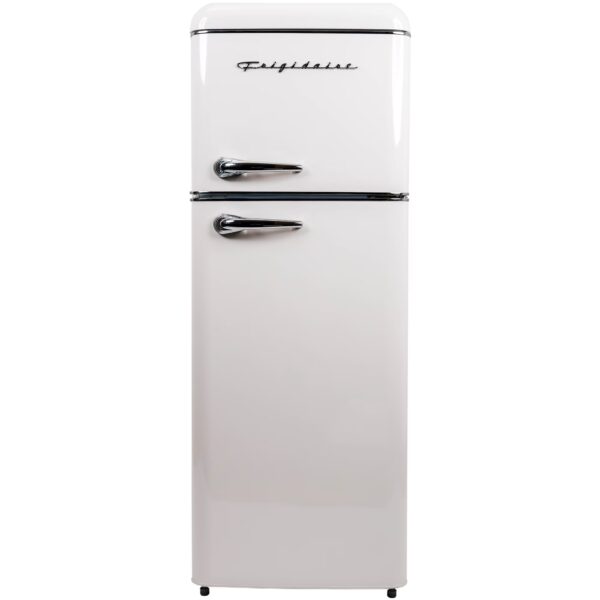 Frigidaire 7.5 Cu. ft. Retro Refrigerator, Apartment Size Top Mount Fridge with Chrome Handles, Cream EFR756
