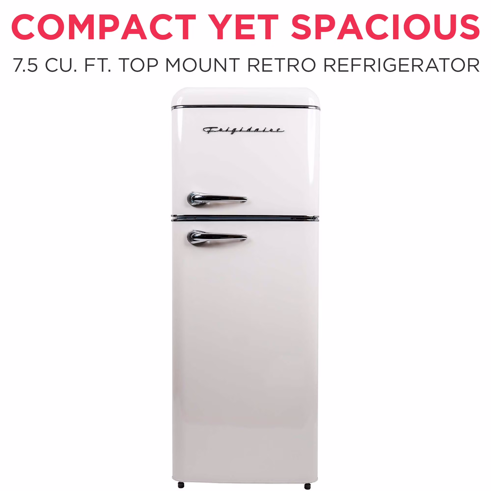 Frigidaire 7.5 Cu. ft. Retro Refrigerator, Apartment Size Top Mount Fridge with Chrome Handles, Cream EFR756 - Image 4