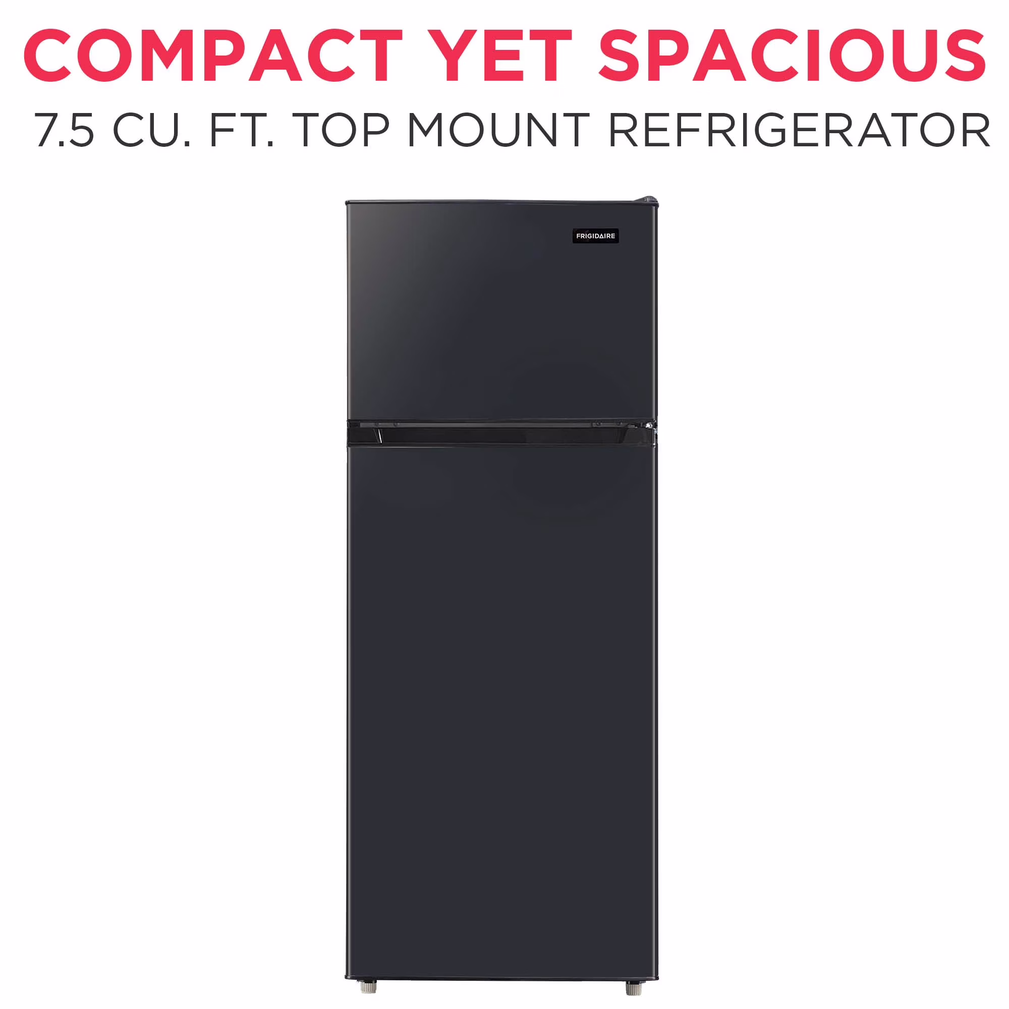 Frigidaire 7.5 Cu. ft Top Freezer Refrigerator, Compact Fridge for Apartment, Kitchen, Office, Garage, Black - Image 2