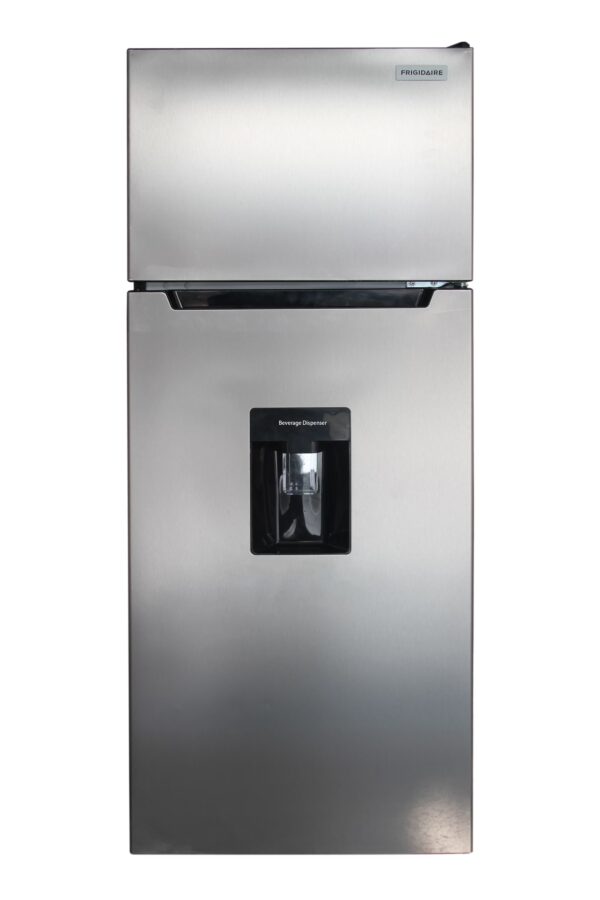 Frigidaire 7.5 Cu Ft Top Freezer Refrigerator with Beverage Dispenser, Platinum – Apartment Size Refrigerator for Kitchen, Office, Garage