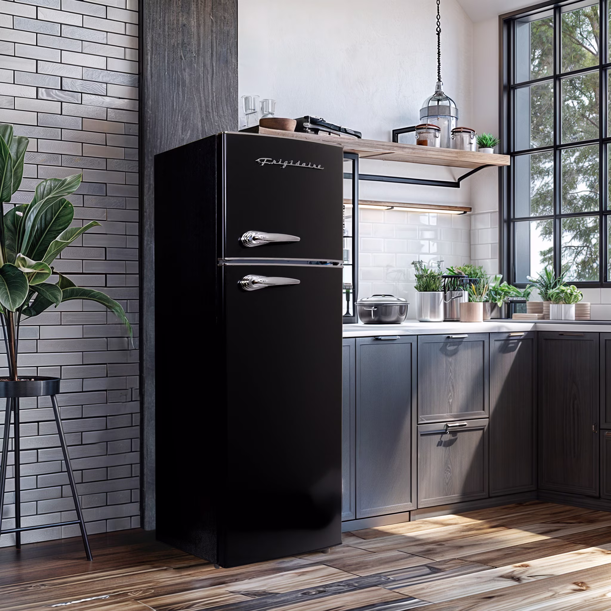 Frigidaire 7.5 Cu. ft. Top Mount Retro Refrigerator, Apartment-Size Fridge in Black - Image 4
