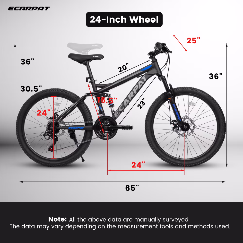 Full Suspension Mountain Bike24 / 27.5 Inch, 21-Speed Steel Frame Mountain Bicycle with Dual Disc Brakes for Men Women Off-Road Trail Bike - Image 4