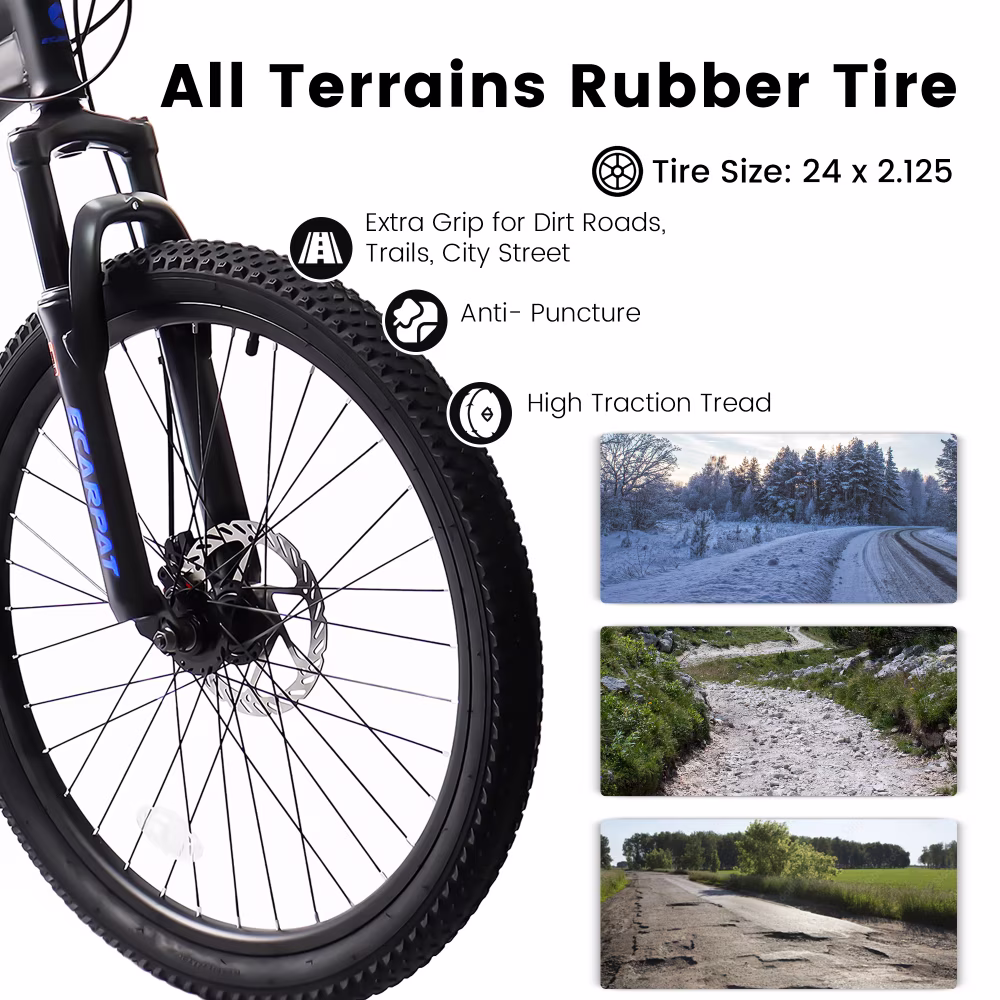 Full Suspension Mountain Bike24 / 27.5 Inch, 21-Speed Steel Frame Mountain Bicycle with Dual Disc Brakes for Men Women Off-Road Trail Bike - Image 3