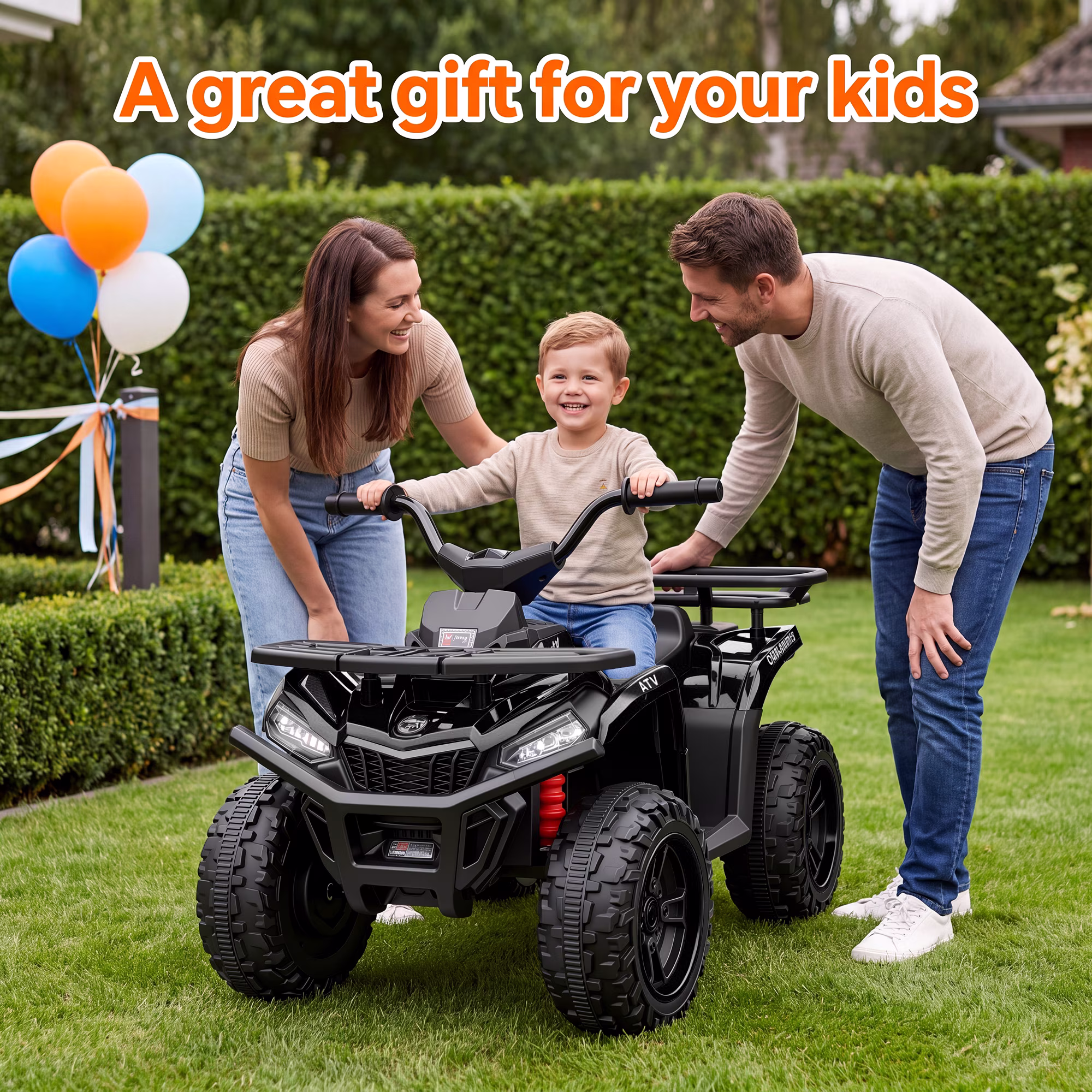 Funcid 24V Kids ATV, Ride on Toys for Toddlers with 2 Speeds, 4 Wheeler Electric Car, Ride on Car with Storage Spaces, Spring Suspension, Bluetooth Music, LED Lights, Black - Image 4