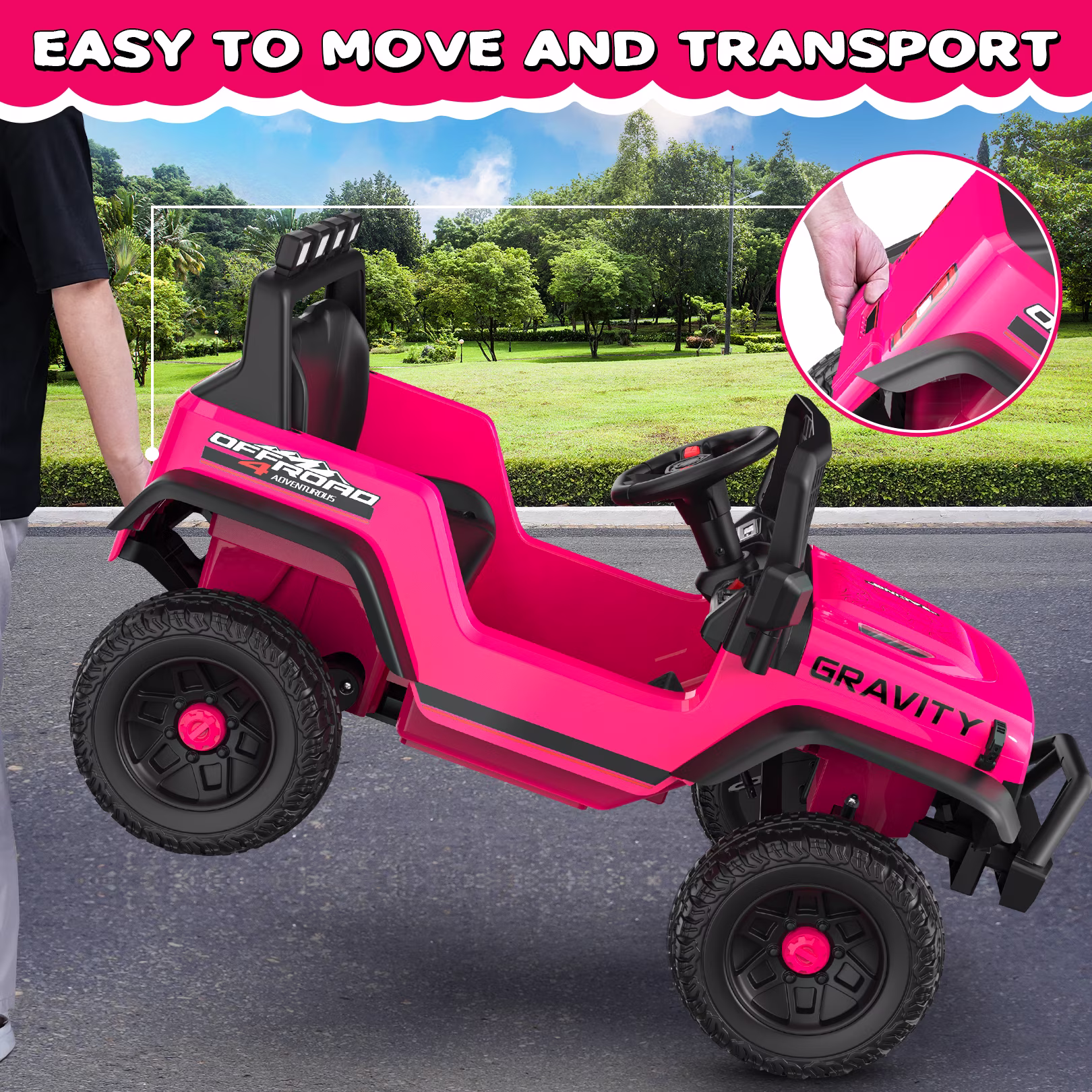 Funcid 24V Ride on Cars Truck with Remote Control, Electric Battery Powered Car with Spring Suspension, Ride on Toys for Kids, Built-in music, Cool LED Light, Bluetooth, USB, Pink - Image 4
