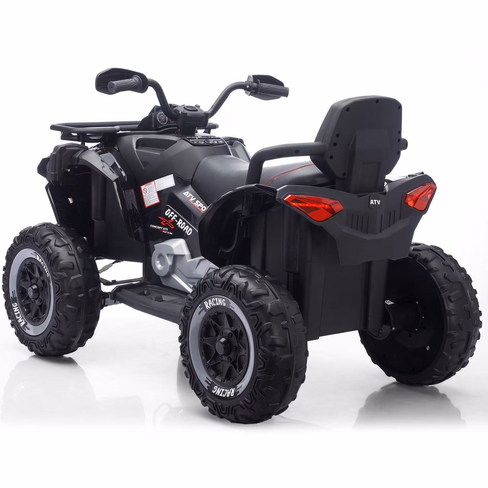 Funride 24 Volt Ride on Toys with Remote Control, Oversized ATV for Kids, 2-Seater 4 Wheeler for Toddlers, Power Car Wheels with Music, Bluetooth, Headlights, EVA Tires, Black - Image 4