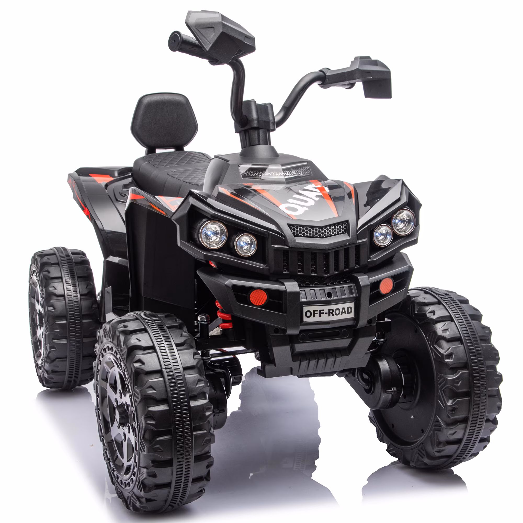 Funride 24V 4WD Ride on ATV for Kids, 2 Seater 4 Wheeler Electric Vehicle with 800W Motors, Spring Suspension, Bluetooth Music, LED Lights, Black - Image 2