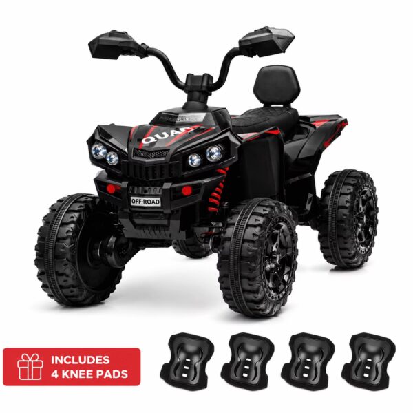Funride 24V 4WD Ride on ATV for Kids, 2 Seater 4 Wheeler Electric Vehicle with 800W Motors, Spring Suspension, Bluetooth Music, LED Lights, Black