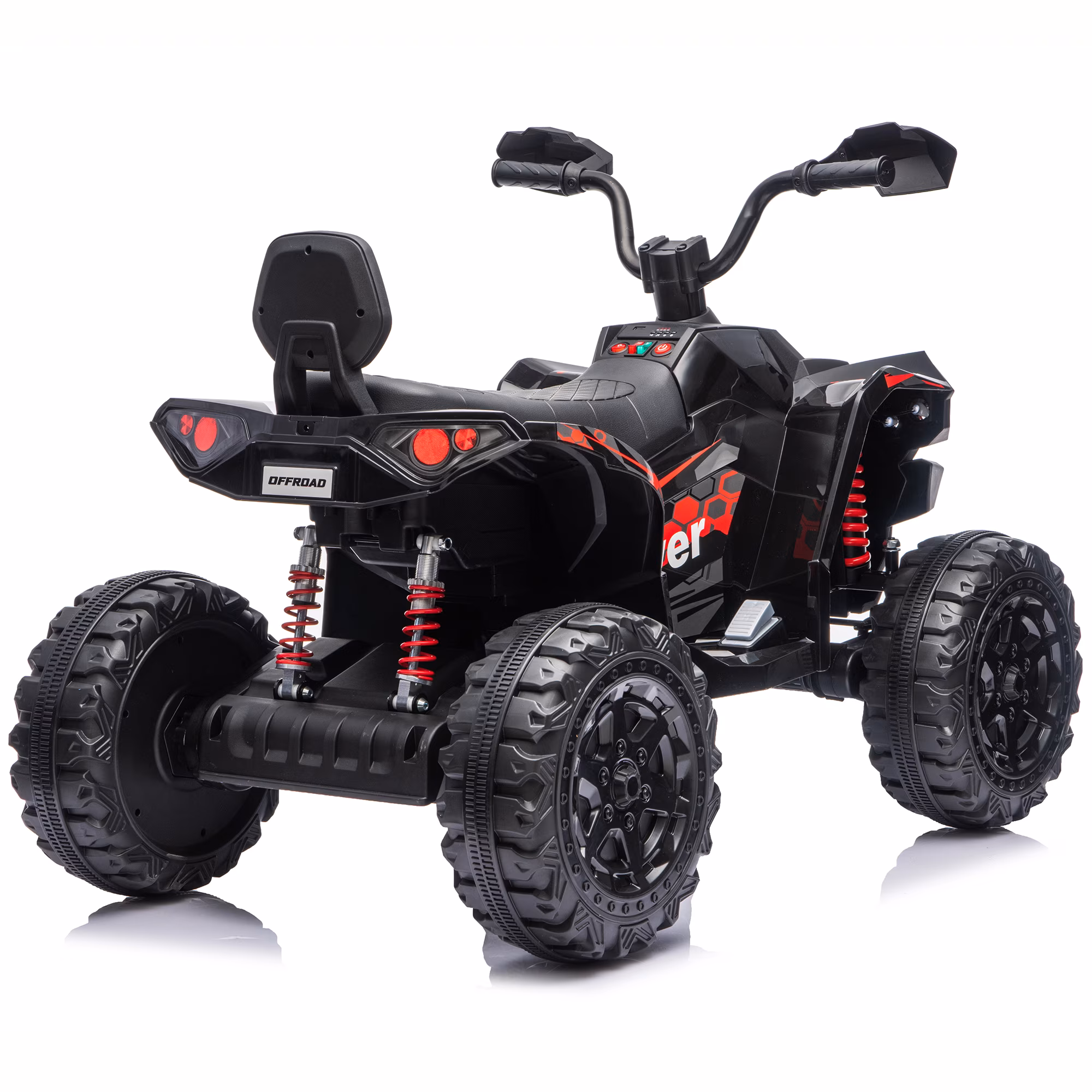 Funride 24V 4WD Ride on ATV for Kids, 2 Seater 4 Wheeler Electric Vehicle with 800W Motors, Spring Suspension, Bluetooth Music, LED Lights, Black - Image 3
