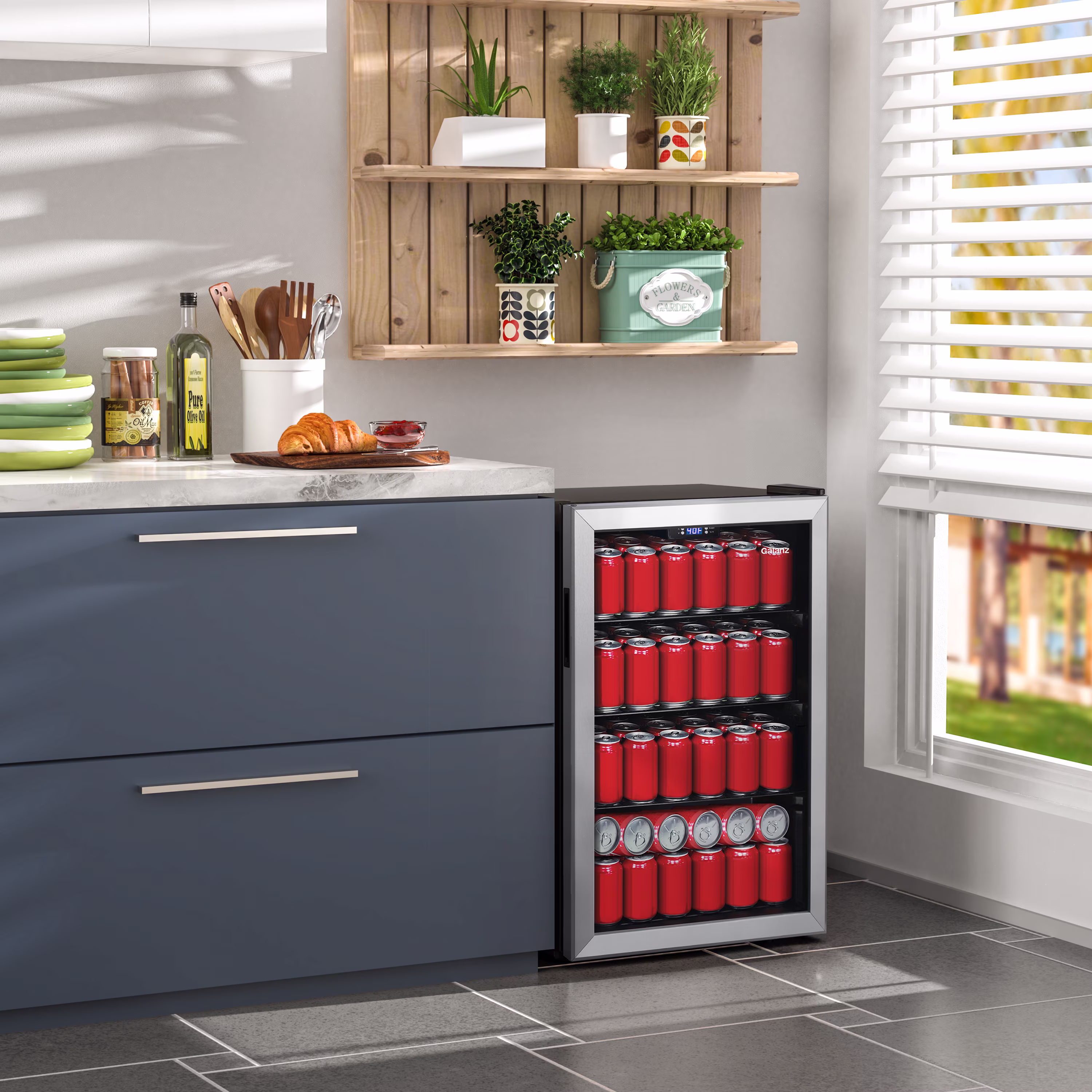 Galanz 116 Can Beverage Cooler, Glass Door Beverage Refrigerator, Drink Fridge for Soda, Beer & Wine, Freestanding for Home, Office, Bar - Image 2