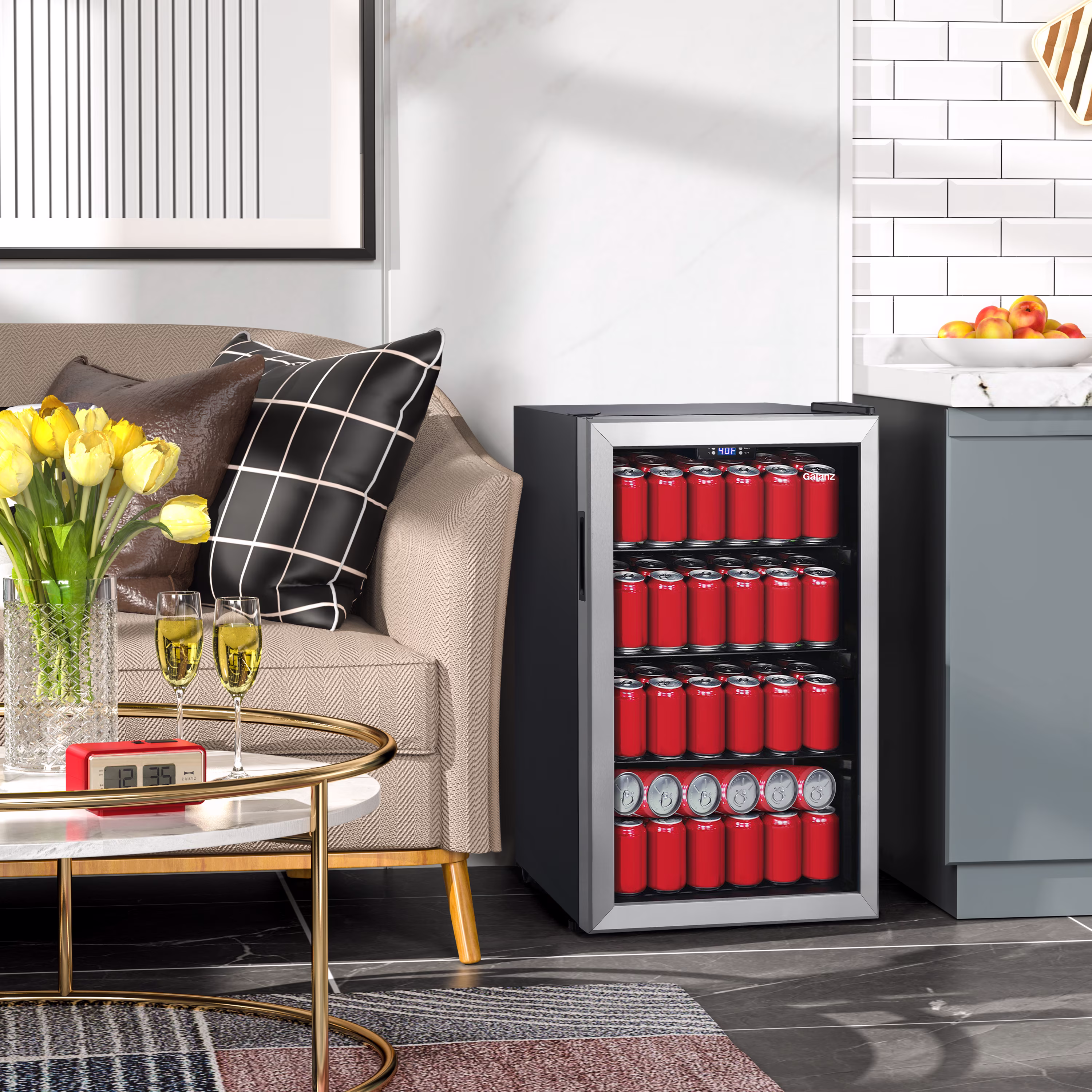 Galanz 116 Can Beverage Cooler, Glass Door Beverage Refrigerator, Drink Fridge for Soda, Beer & Wine, Freestanding for Home, Office, Bar - Image 5