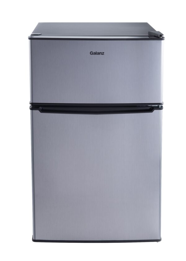 Galanz 3.1 Cu Ft Two Door Mini Fridge With Freezer Stainless Steel - Energy star certified, compact and efficient for dorms, offices, and small spaces