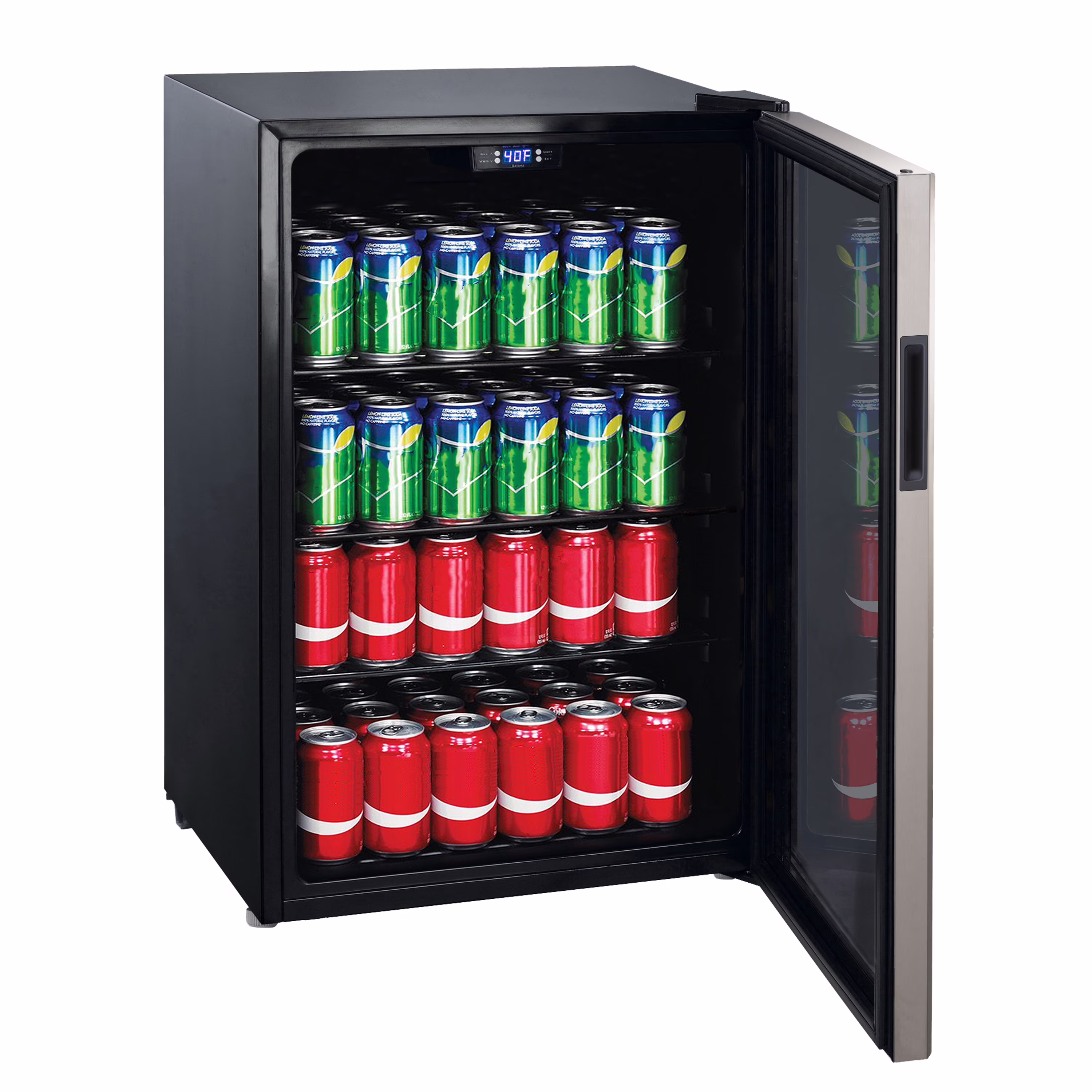 Galanz 4.5 Cu ft 152 Can Beverage Center Mini Fridge, Stainless Steel, New - Image 2