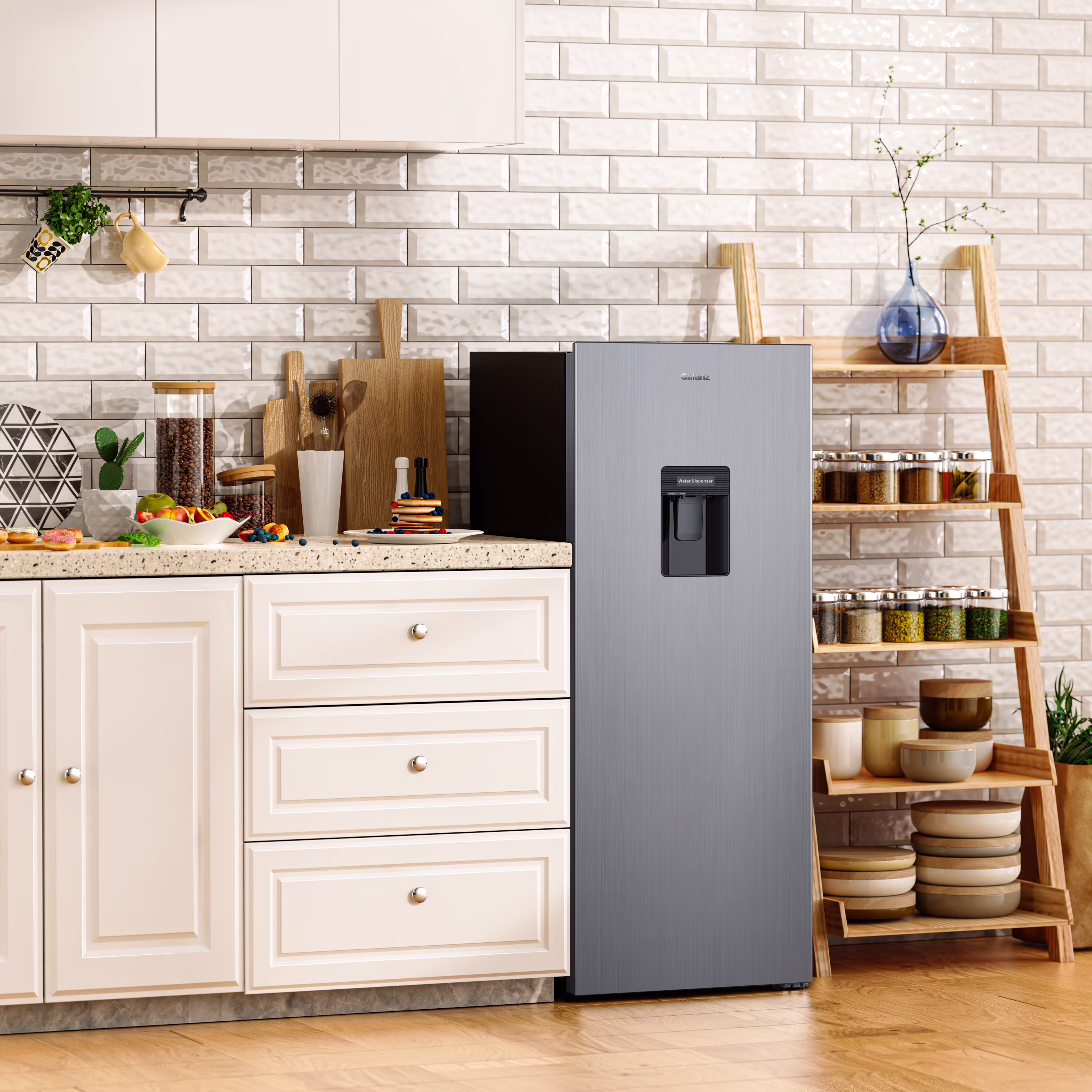 Galanz 6.5 Cu Ft Compact Refrigerator with Water Dispenser – Single Door Mini Fridge, Stainless Steel Look, ENERGY STAR - Image 4