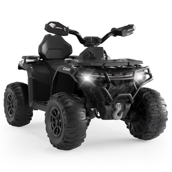 Garvee 12V Kids Ride On ATV,3 Variable Speeds,with Parent Remote Control,LED Headlights,Music,Black