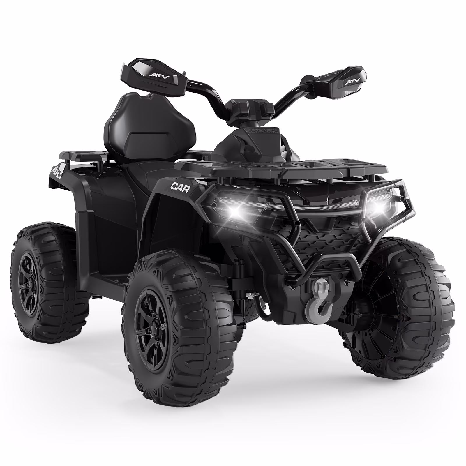 Garvee 12V Kids Ride On ATV,3 Variable Speeds,with Parent Remote Control,LED Headlights,Music,Black