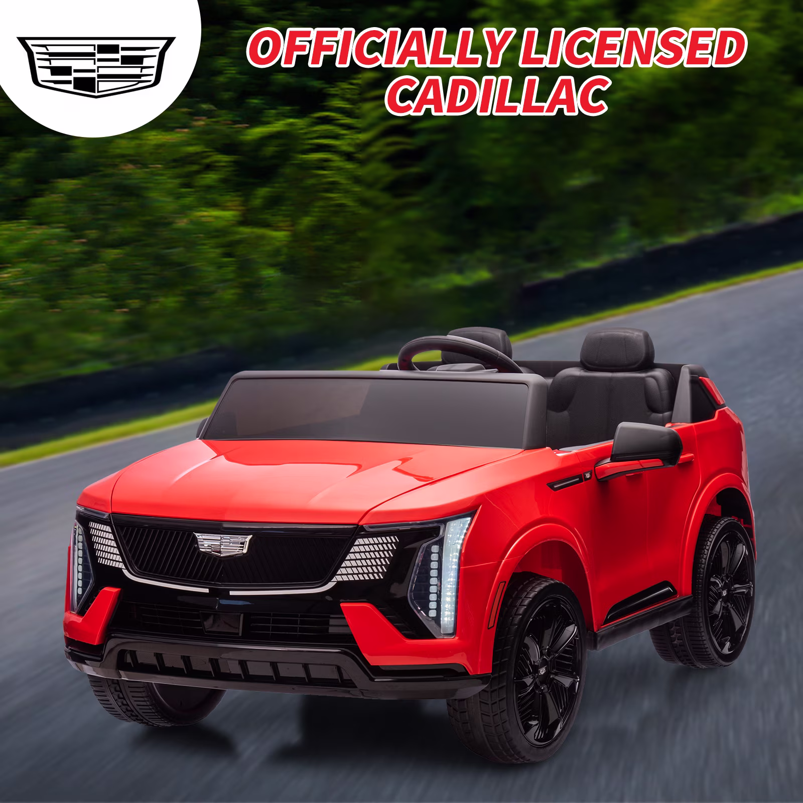 Garvee Licensed Cadillac 4V 2-Seater Kids Ride On Car - Battery-Powered Electric Toy with 2.4G Remote Control, Spring Suspension, Music & LED Lights for Toddlers - Image 4