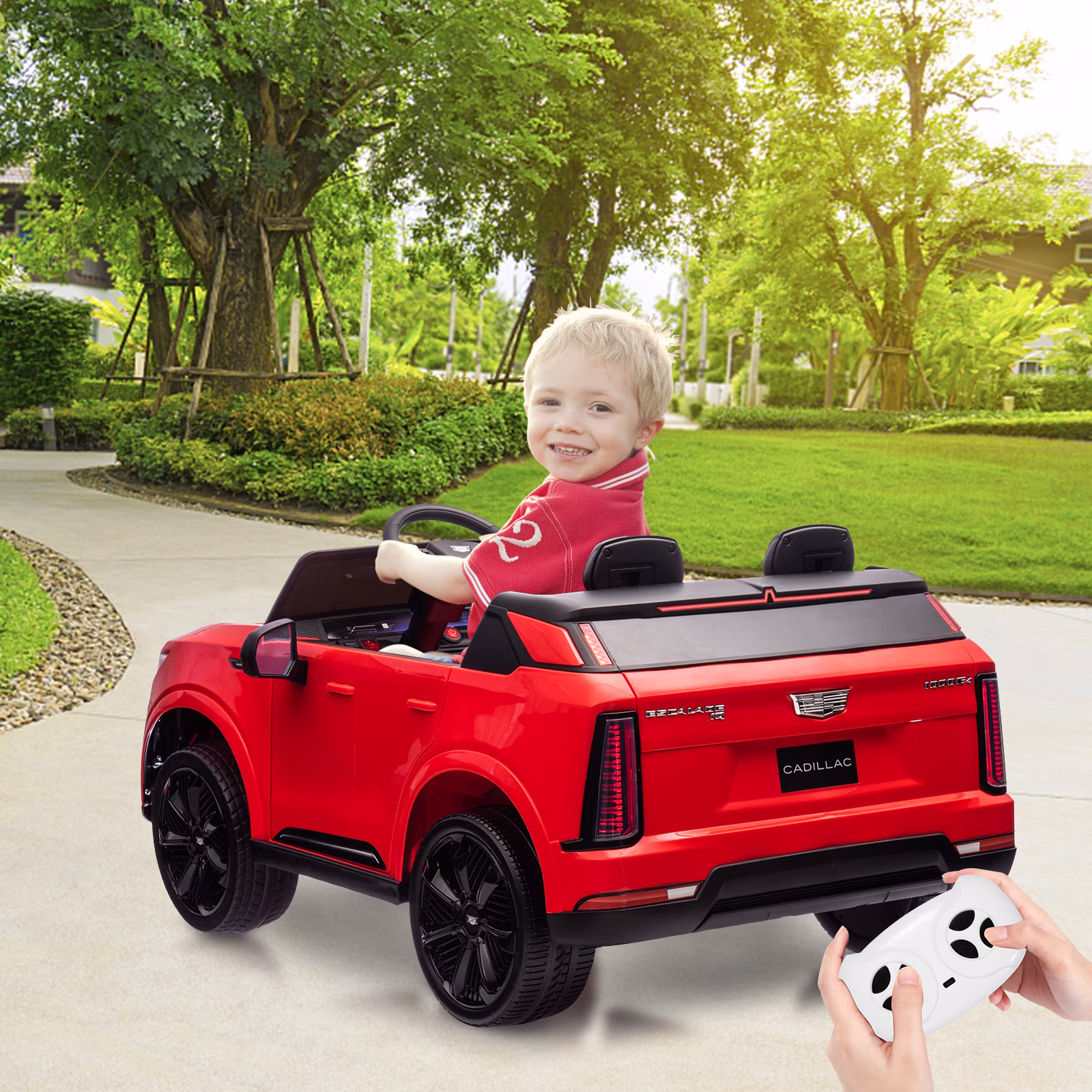 Garvee Licensed Cadillac 4V 2-Seater Kids Ride On Car - Battery-Powered Electric Toy with 2.4G Remote Control, Spring Suspension, Music & LED Lights for Toddlers - Image 3