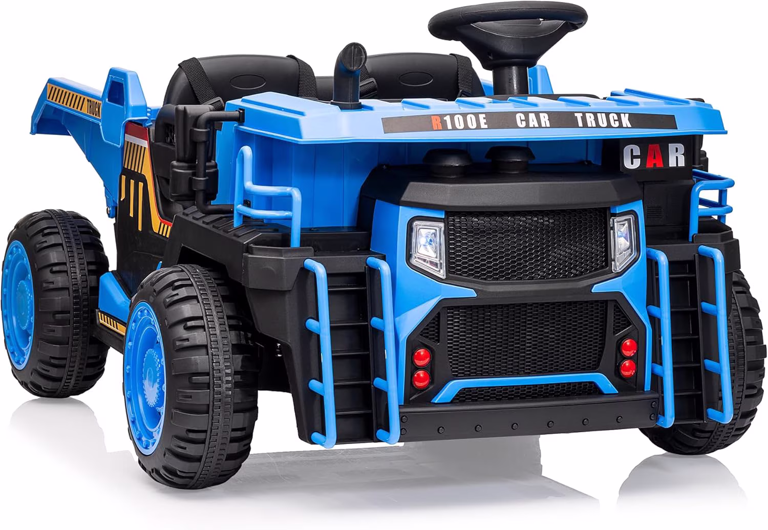 Geetinfly 24V Ride-On Dump Truck,2-Seater Remote Control Construction Toy with Electric Dump Bed,2WD/4WD Music Player & Speeds Up to 4.35 MPH,Extra Shovel,Blue - Image 5