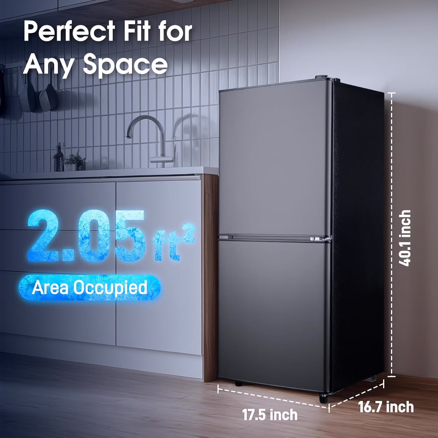 GGTB 4.0 Cu.ft 2-Door Mini Fridge with Bottom Freezer, 7 Temperature Settings, Compact Refrigerator for Dorm Apartment Office, Black - Image 2
