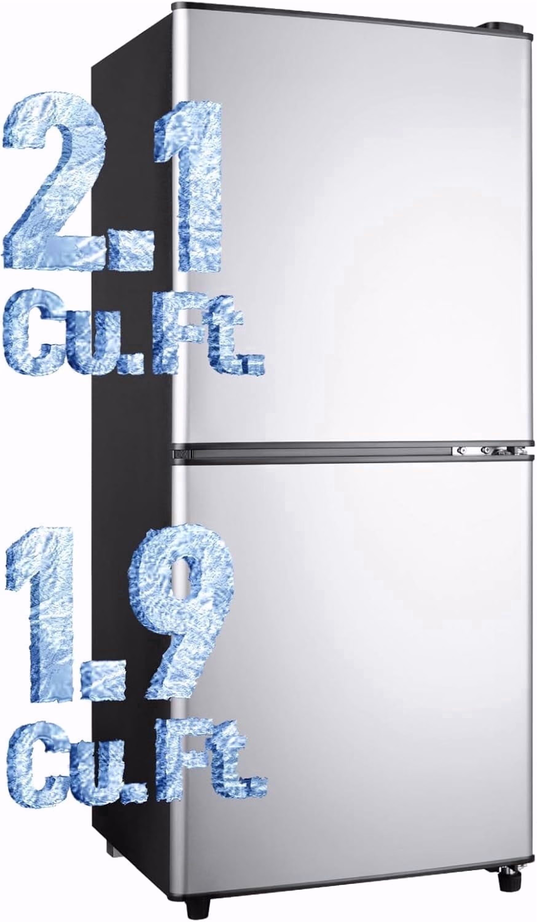 GGTB 4.0 Cu.ft 2-Door Mini Fridge with Bottom Freezer, 7 Temperature Settings, Compact Refrigerator for Dorm Apartment Office, Silver